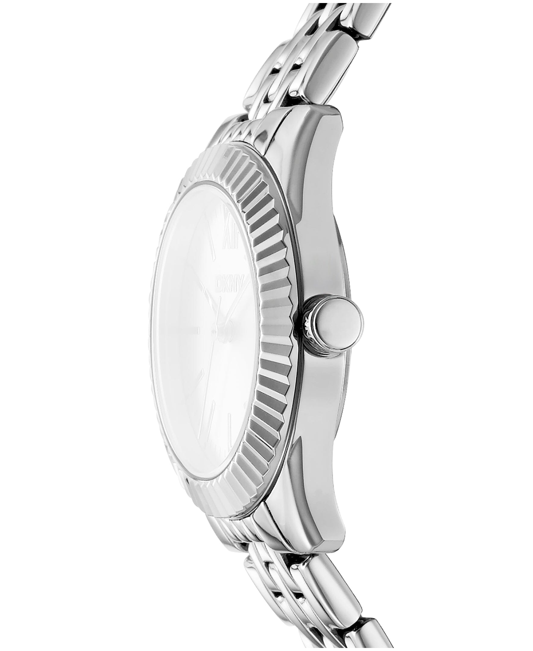 DK1L017M1045 DKNY Women's Fluted Bezel Stainless Steel Bracelet Watch 30mm Watches DKNY