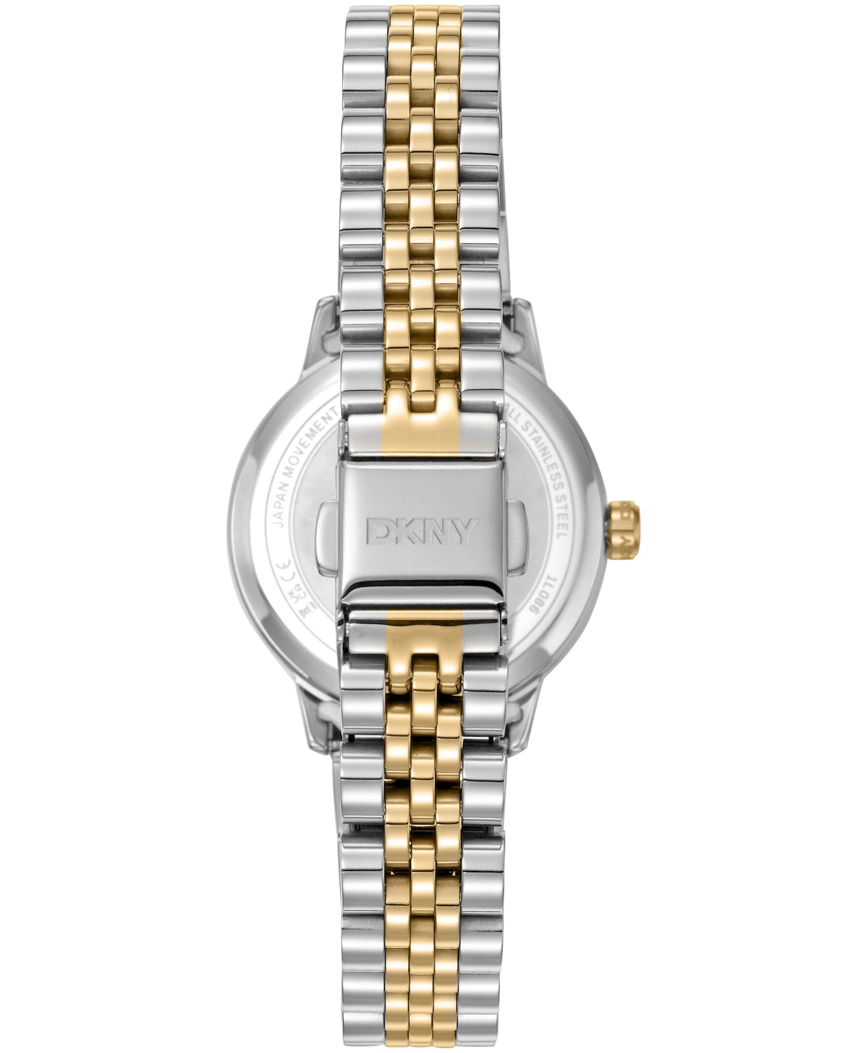 DK1L086M0075 DKNY Women's Crystal Accented Dial Two-Tone Gold Stainless Steel Bracelet Watch 30mm Watches DKNY