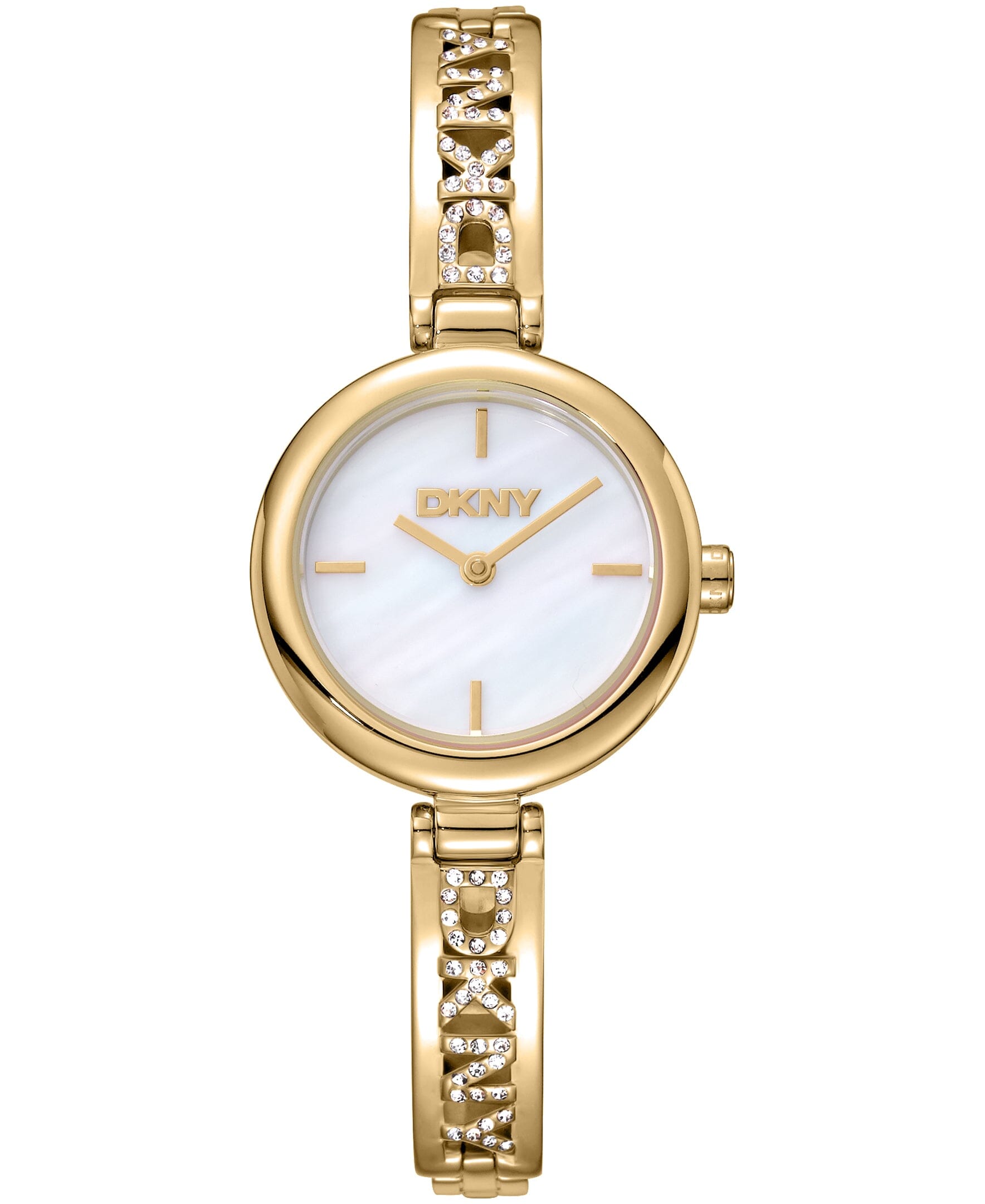DK1L115M0225 DKNY Women's Gold-Tone Stainless Steel Crystal Accented Jewelry Bracelet Watch 26mm Watches DKNY