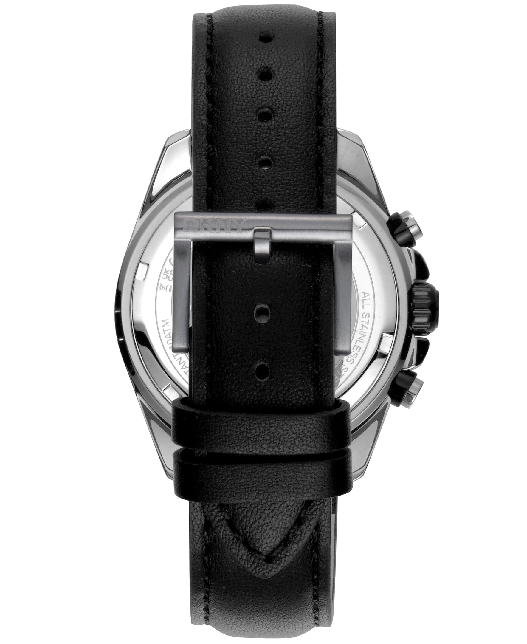 EVERYDAY Central Park Chrono Silver Leather Strap Men's Watch DKNY
