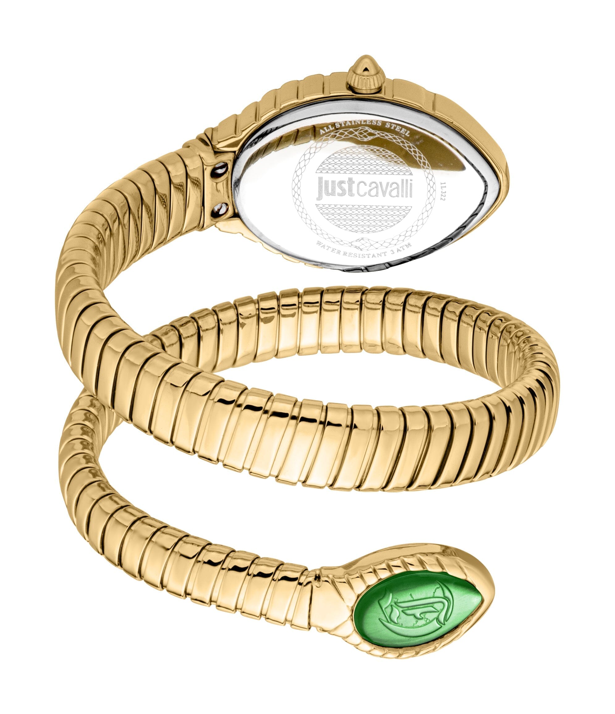 Just Cavalli Women’s Gold Stainless Steel Snake Watch with Dark Green Dial Just Cavalli