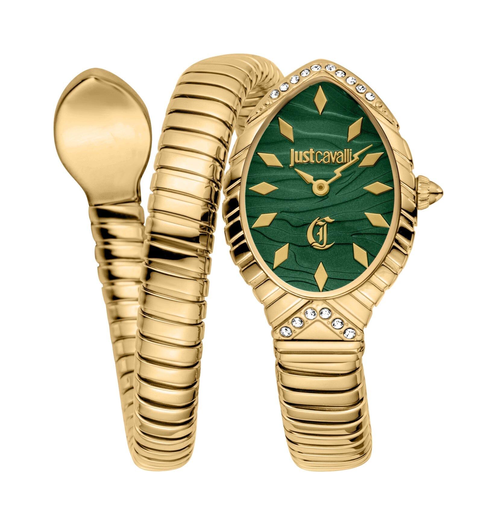 Just Cavalli Women’s Gold Stainless Steel Snake Watch with Dark Green Dial Just Cavalli