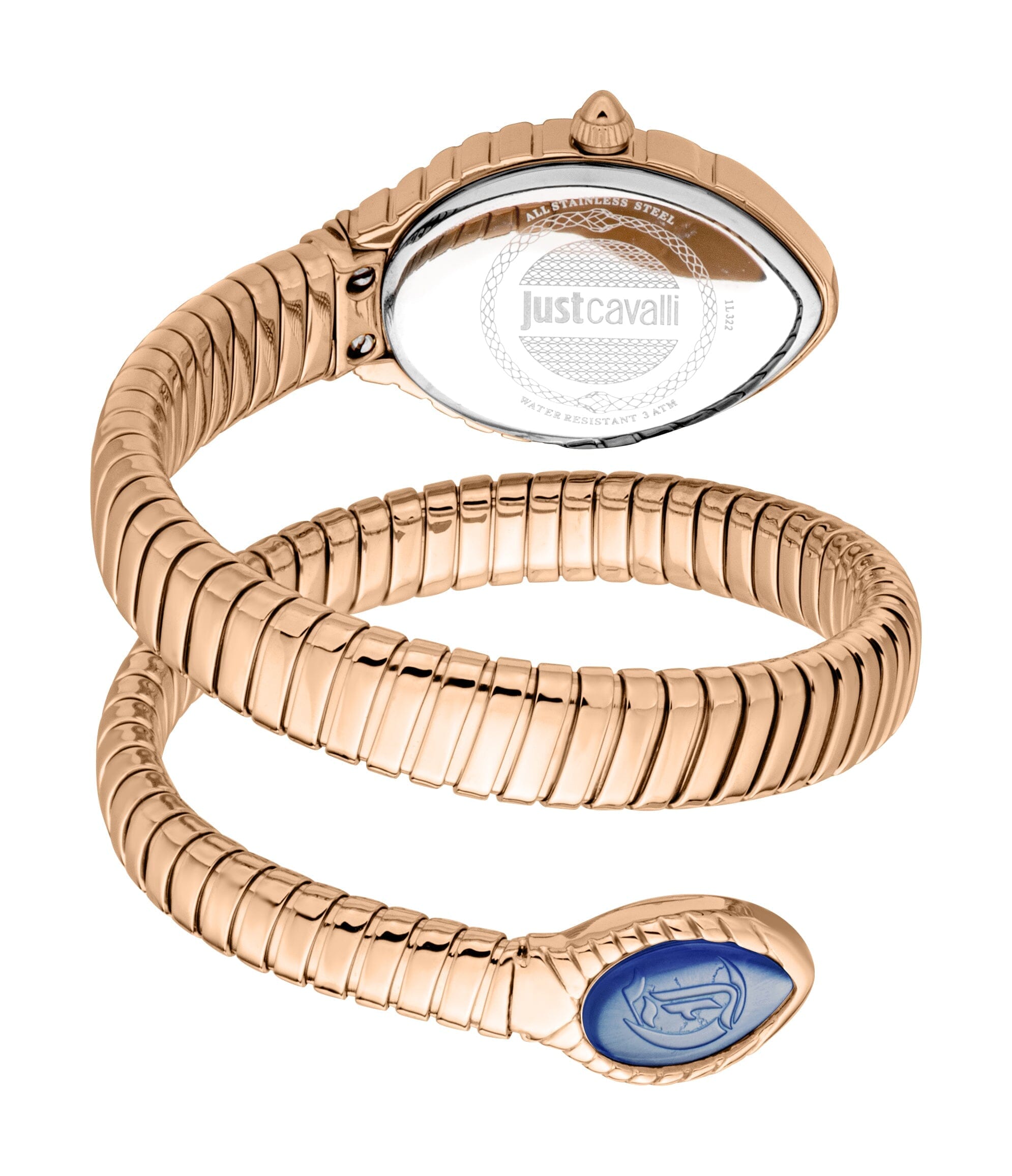 Just Cavalli Women’s Rose Gold Stainless Steel Snake Watch with Blue dial Just Cavalli
