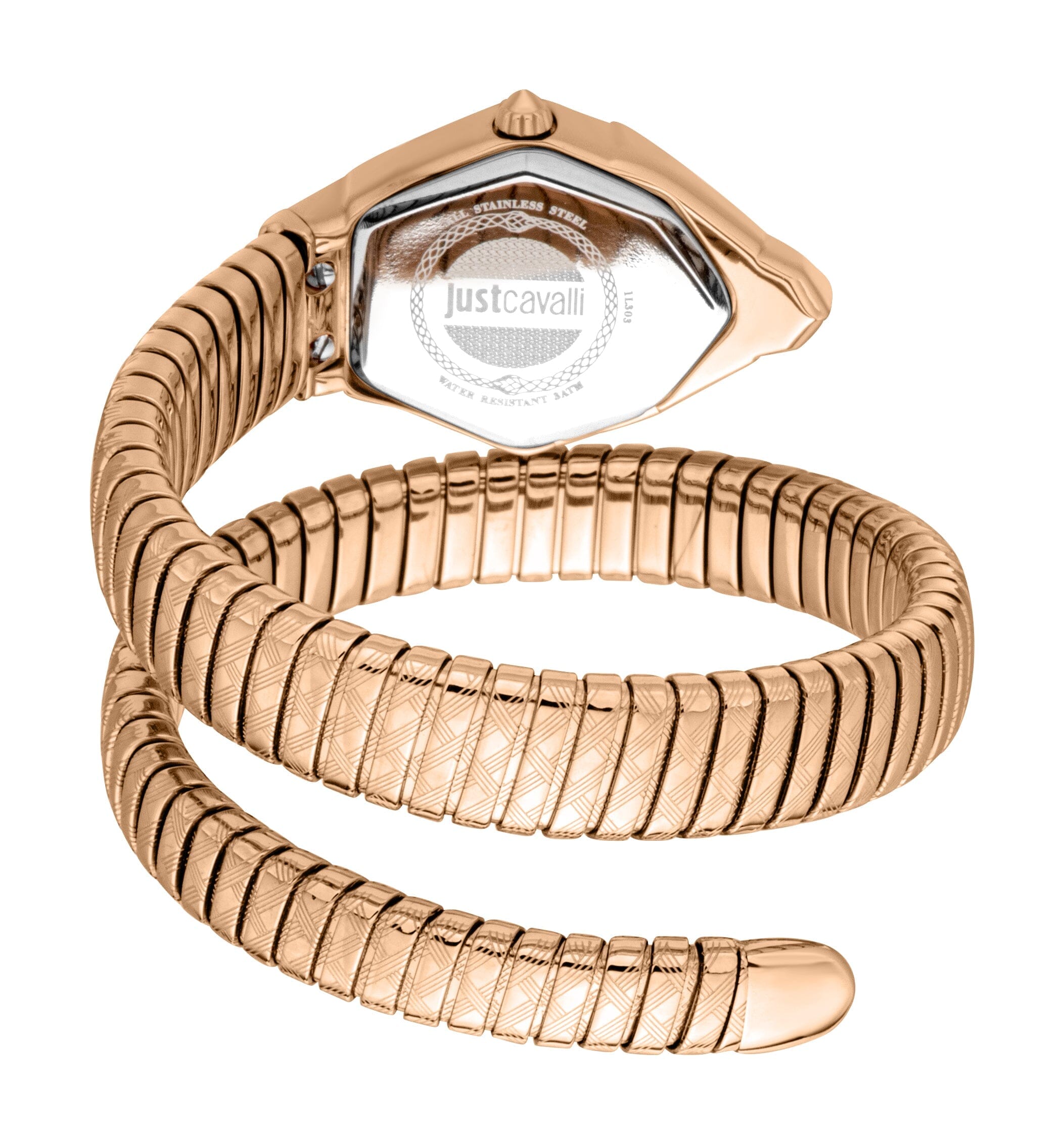 Just Cavalli Women’s Rose Gold Stainless Steel Snake Watch with Silver Dial Just Cavalli