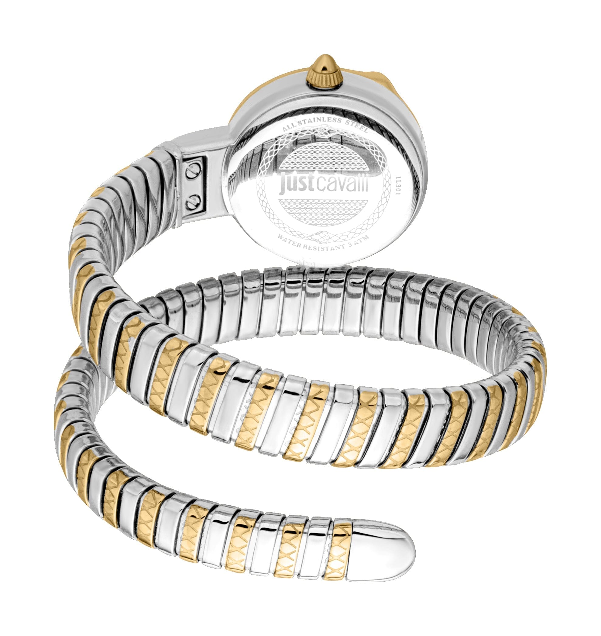 Just Cavalli Women's Two Tone Gold/Silver Snake Watch with Silver Dial Just Cavalli