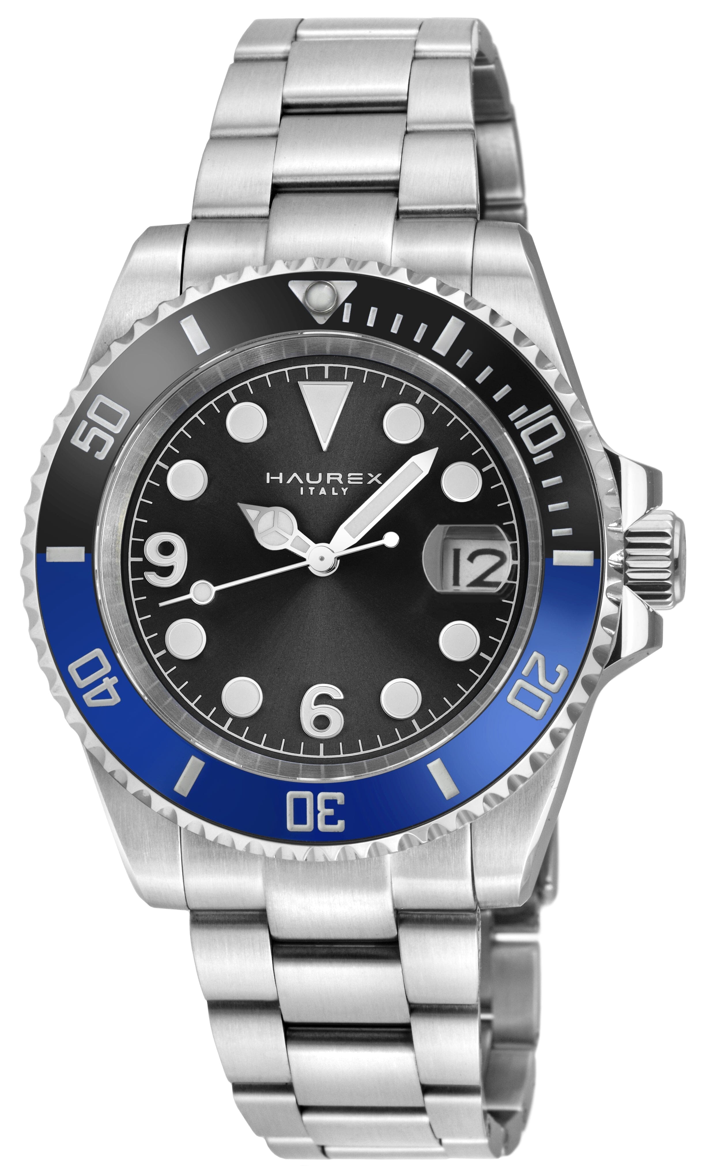 Men's Haurex Italy Barracuda Black/Blue Ceramic Bezel Watch Watch Haurex