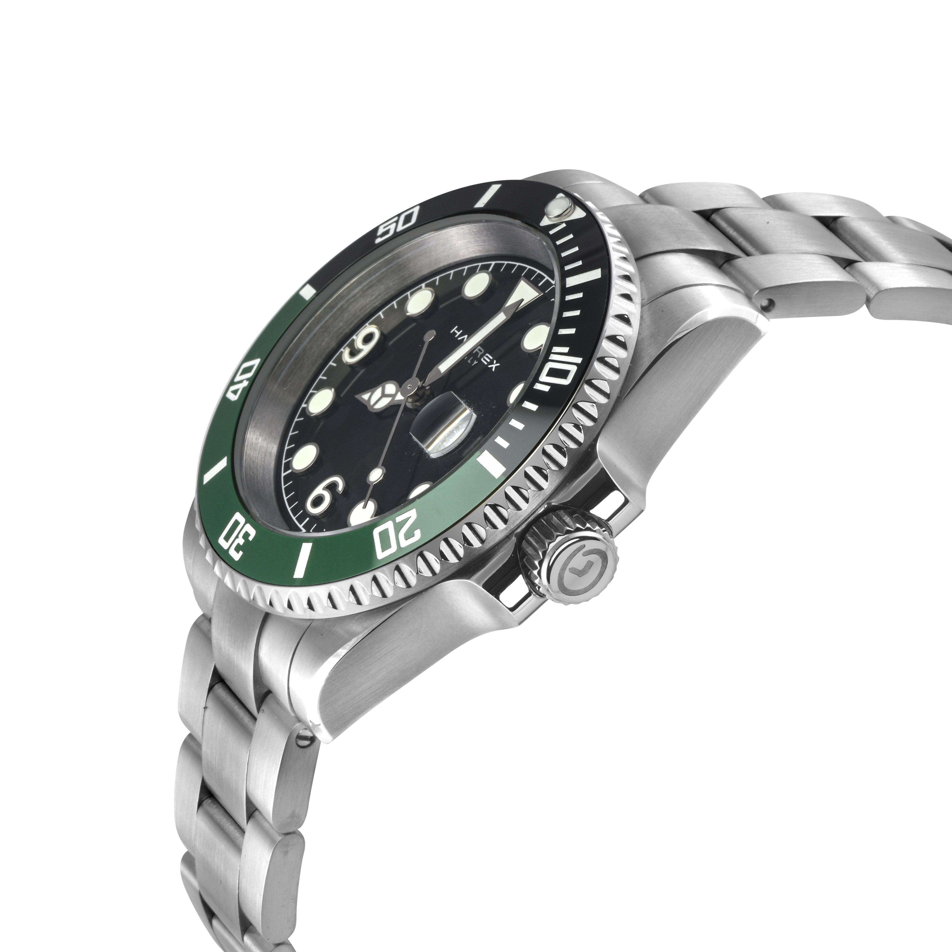 Men's Haurex Italy Barracuda Black/Green Ceramic Bezel Watch Watch Haurex