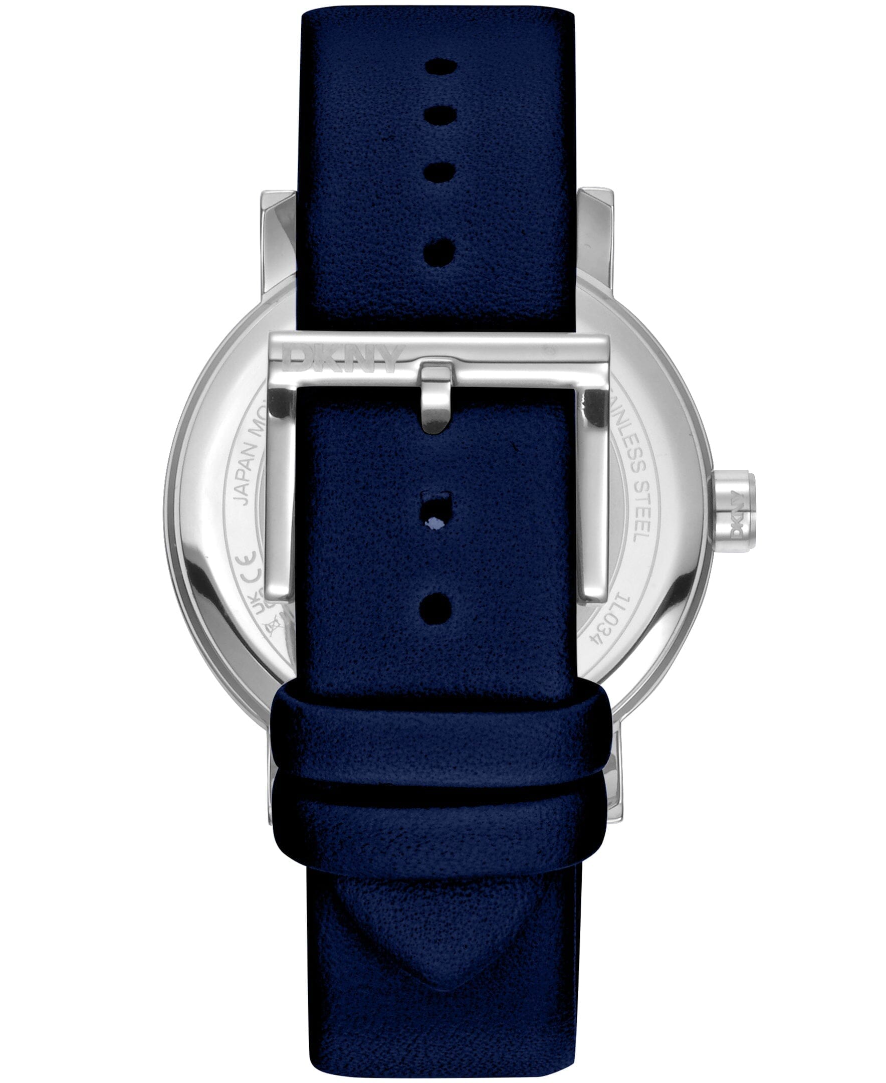 URBAN Soho Maxi Silver Dial Dark Blue Leather Strap Women's Watch DKNY