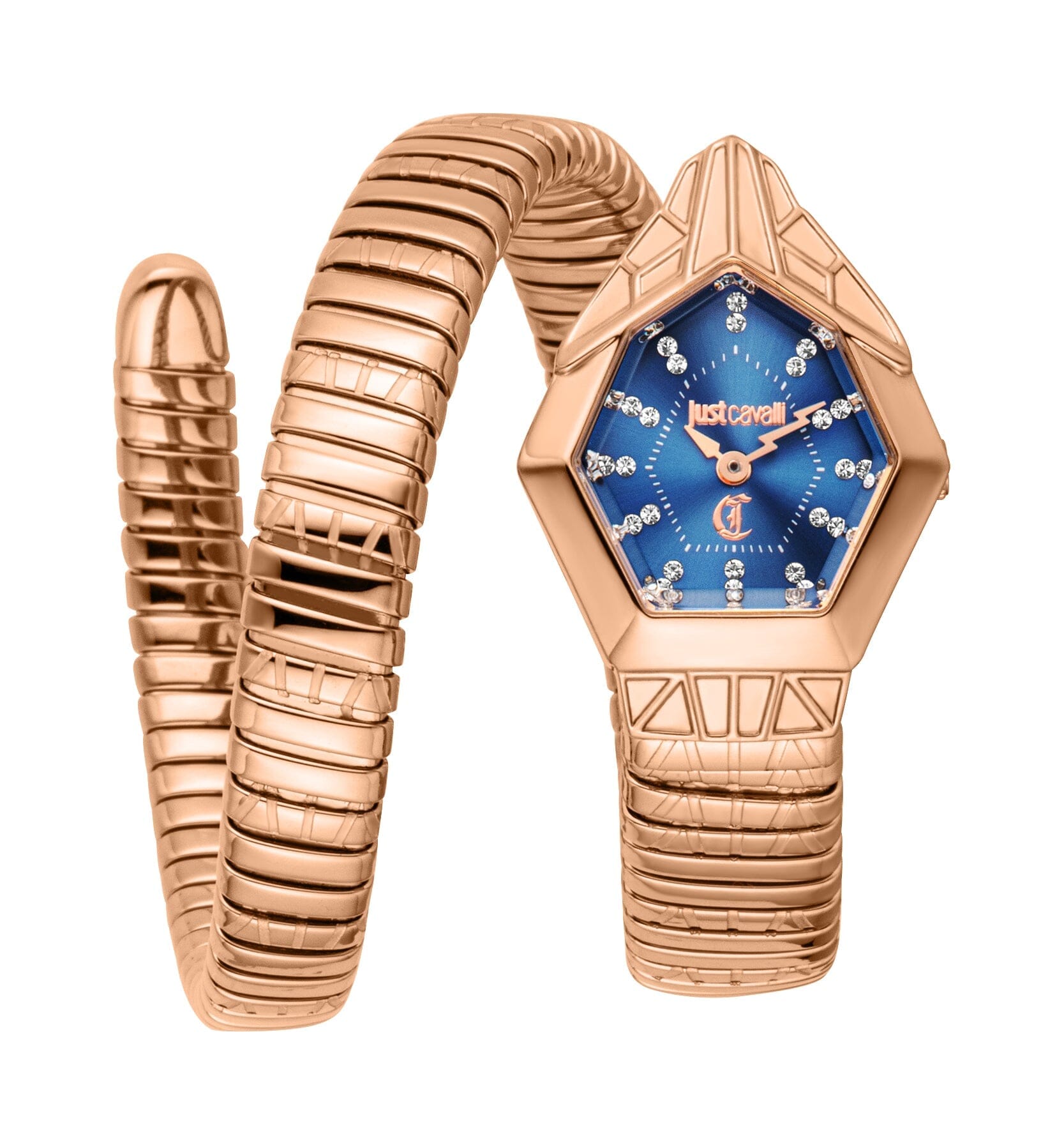 Women's Just Cavalli Gemma Blue Dial Rose Gold Quartz Watch Just Cavalli