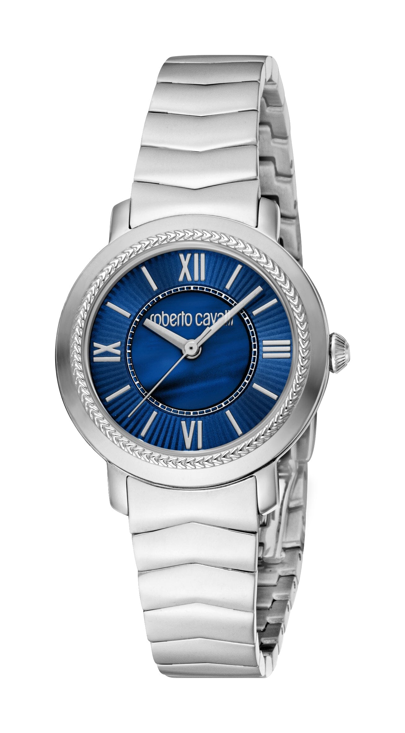 Women's Roberto Cavalli Glam Dark Blue Dial Stainless Steel Silver Quartz Watch Roberto Cavalli