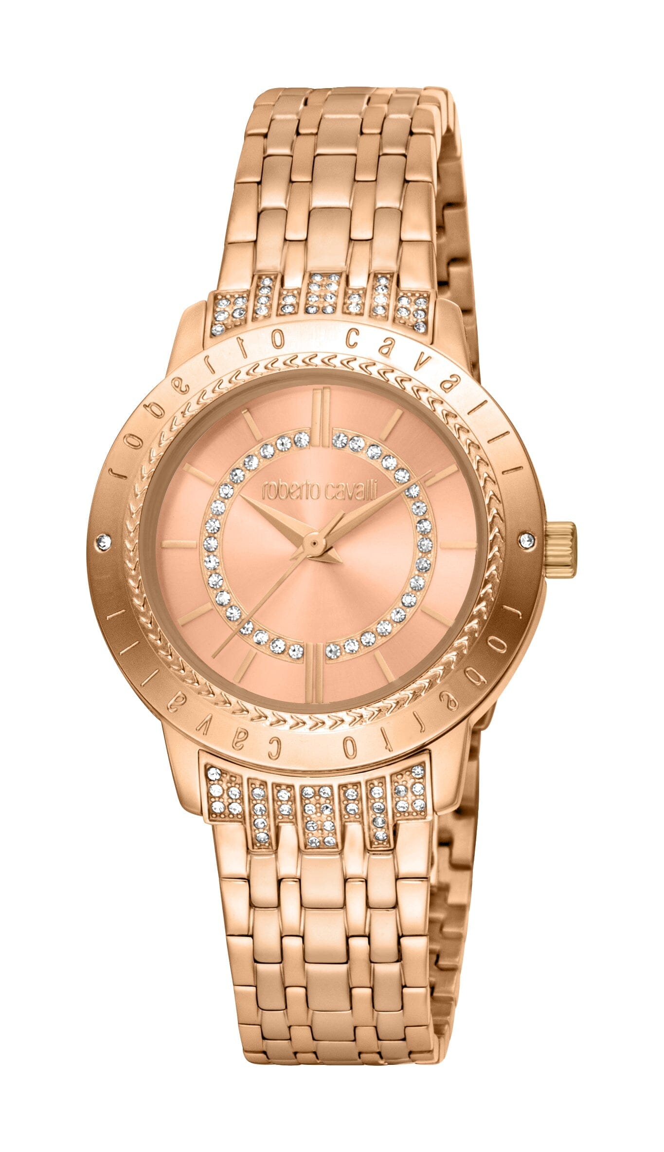 Women's Roberto Cavalli Glam Stainless Steel Rose Gold Quartz Watch Roberto Cavalli