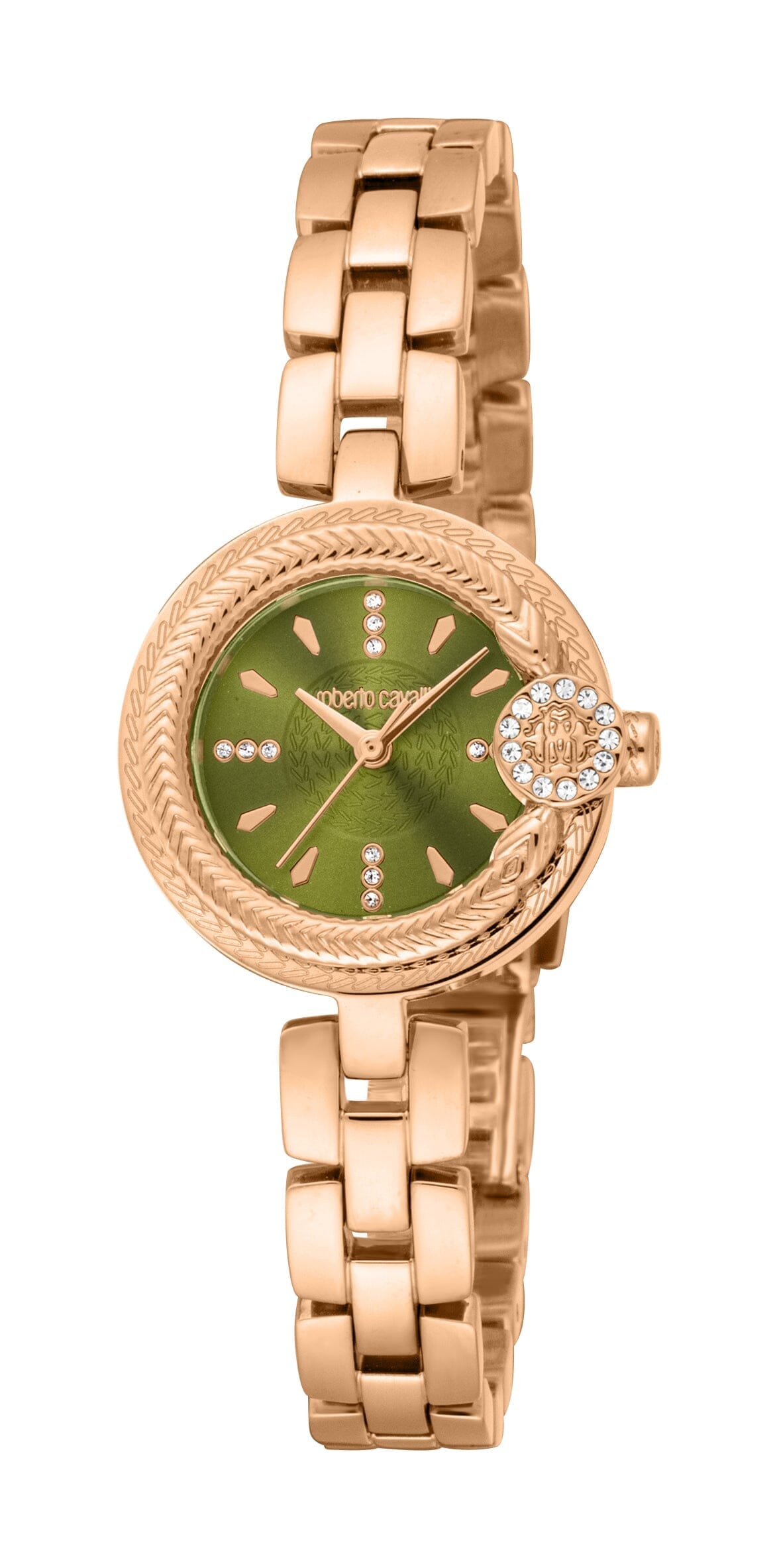 Women's Roberto Cavalli Mini Olive Dial Rose Gold Quartz Watch Roberto Cavalli