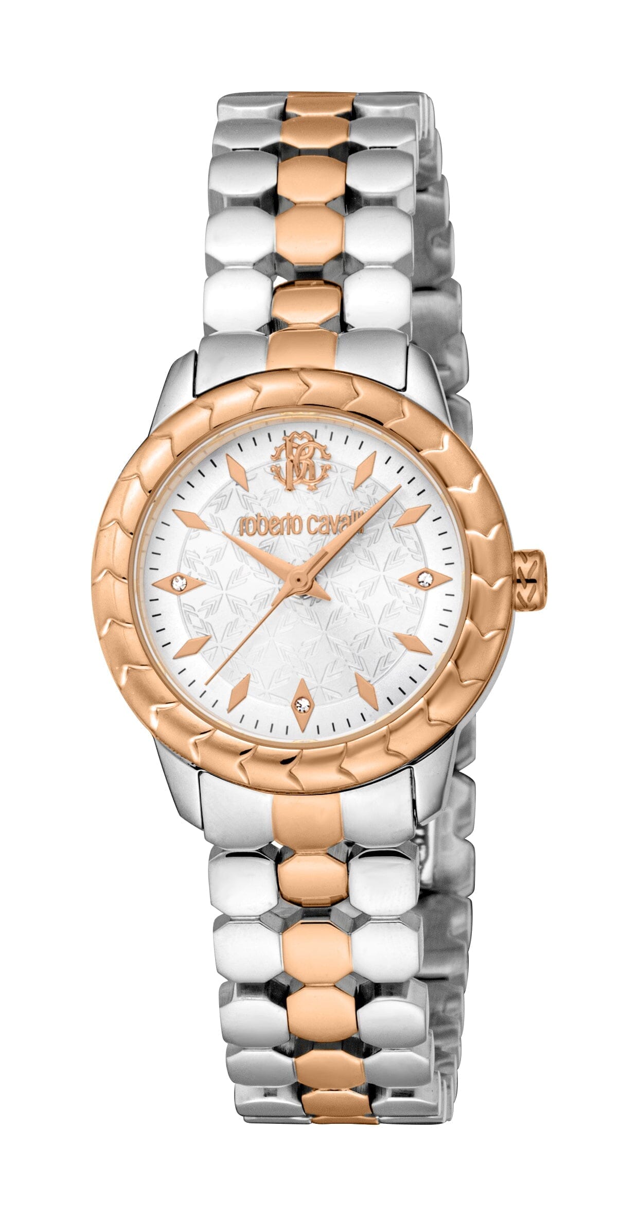 Women's Roberto Cavalli Mini Silver Dial Two Tone Silver & Rose Gold Quartz Watch Roberto Cavalli