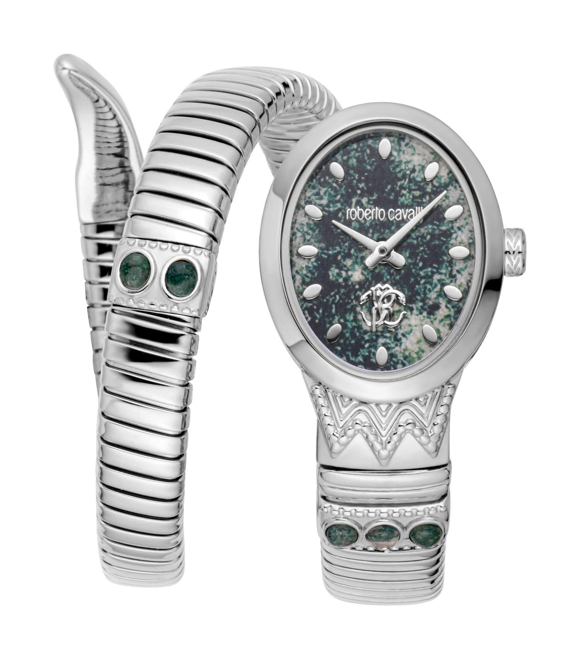 Women's Roberto Cavalli Serpente Ornato Silver Quartz Watch Roberto Cavalli