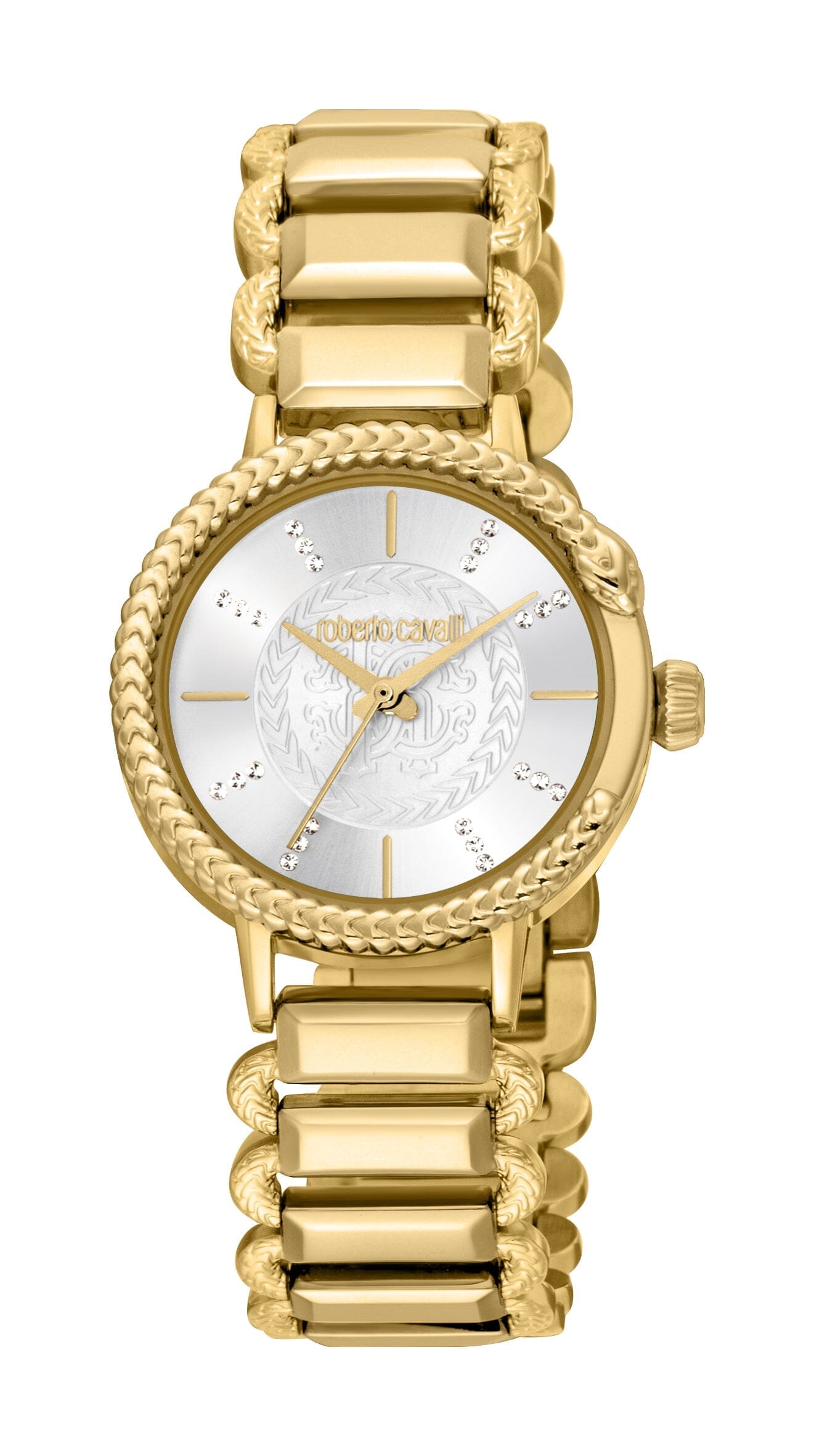 Women's Roberto Cavalli Snake Core Silver Dial Gold Quartz Watch Roberto Cavalli