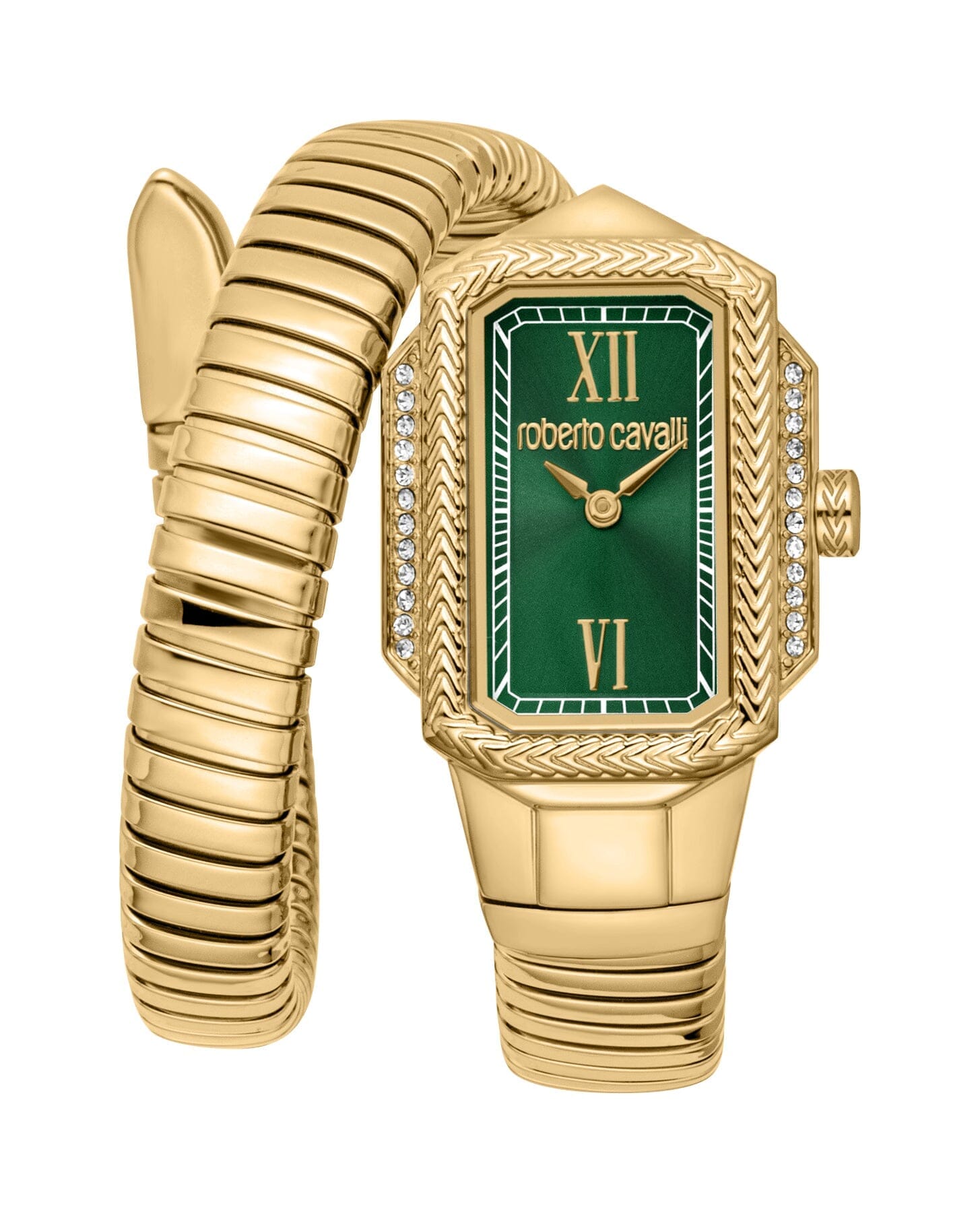 Women's Roberto Cavalli Vera Dark Green Dial Gold Quartz Watch Roberto Cavalli
