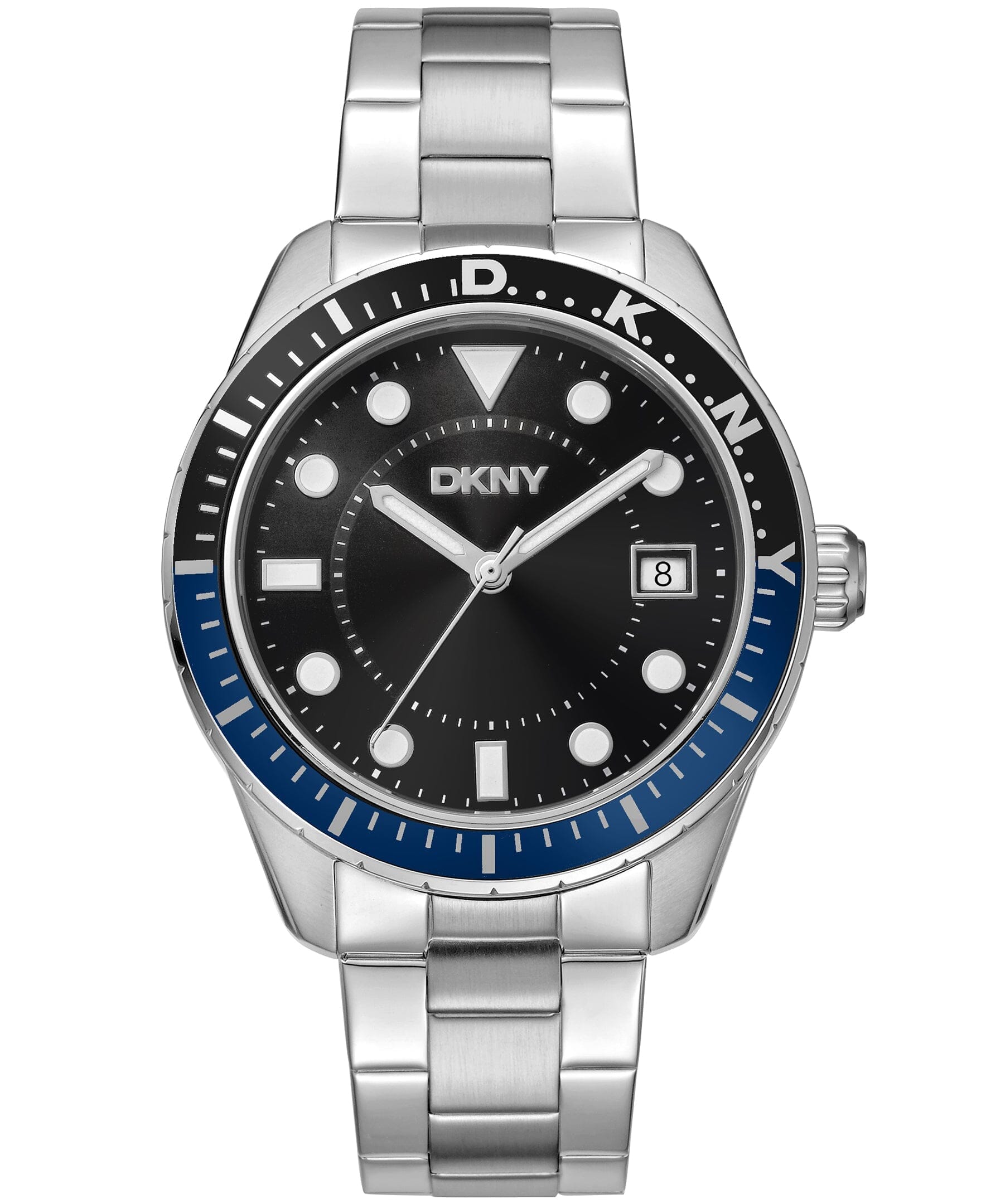 ACTIVE Crosby Sport Stainless Steel Black Dial Silver Men's Watch DKNY 