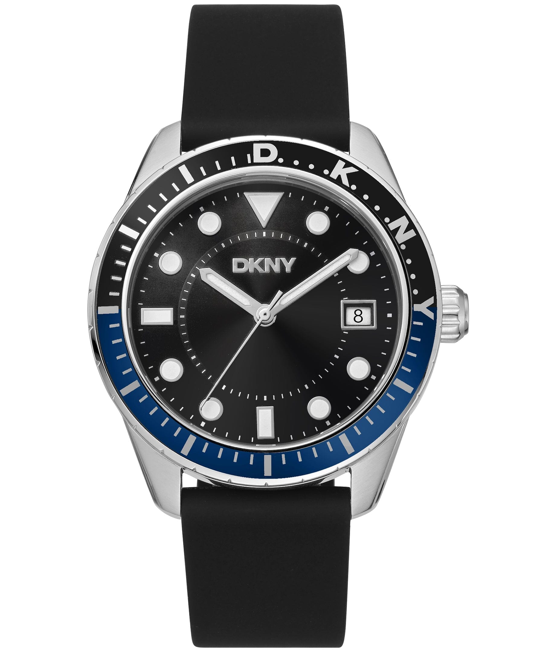 ACTIVE Crosby Sport Stainless Steel Black Silicone Strap Men's Watch DKNY 