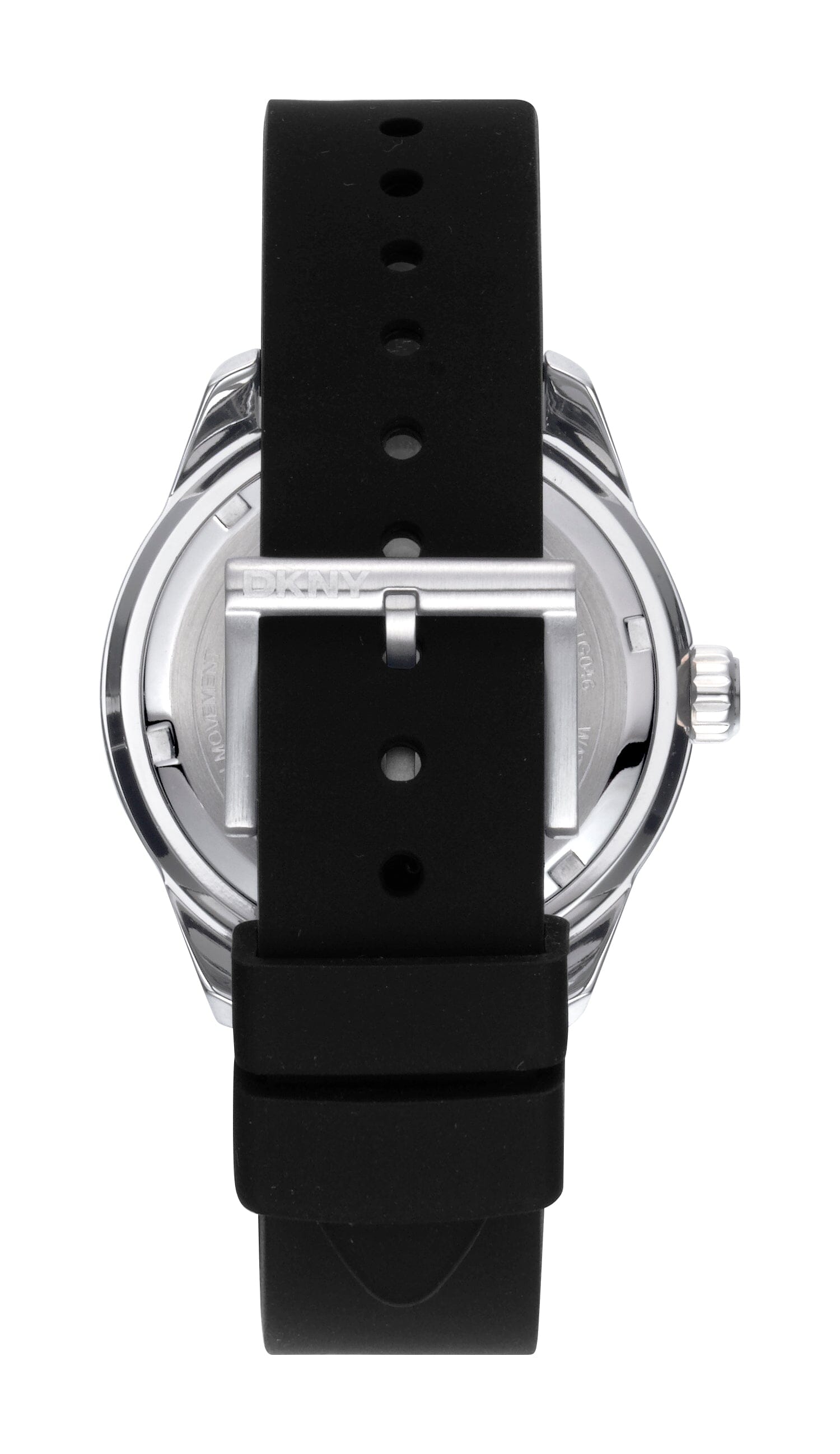 DK1G046P0015 DKNY Men's Black Silicone Strap Silver Watch 42mm Watches DKNY 