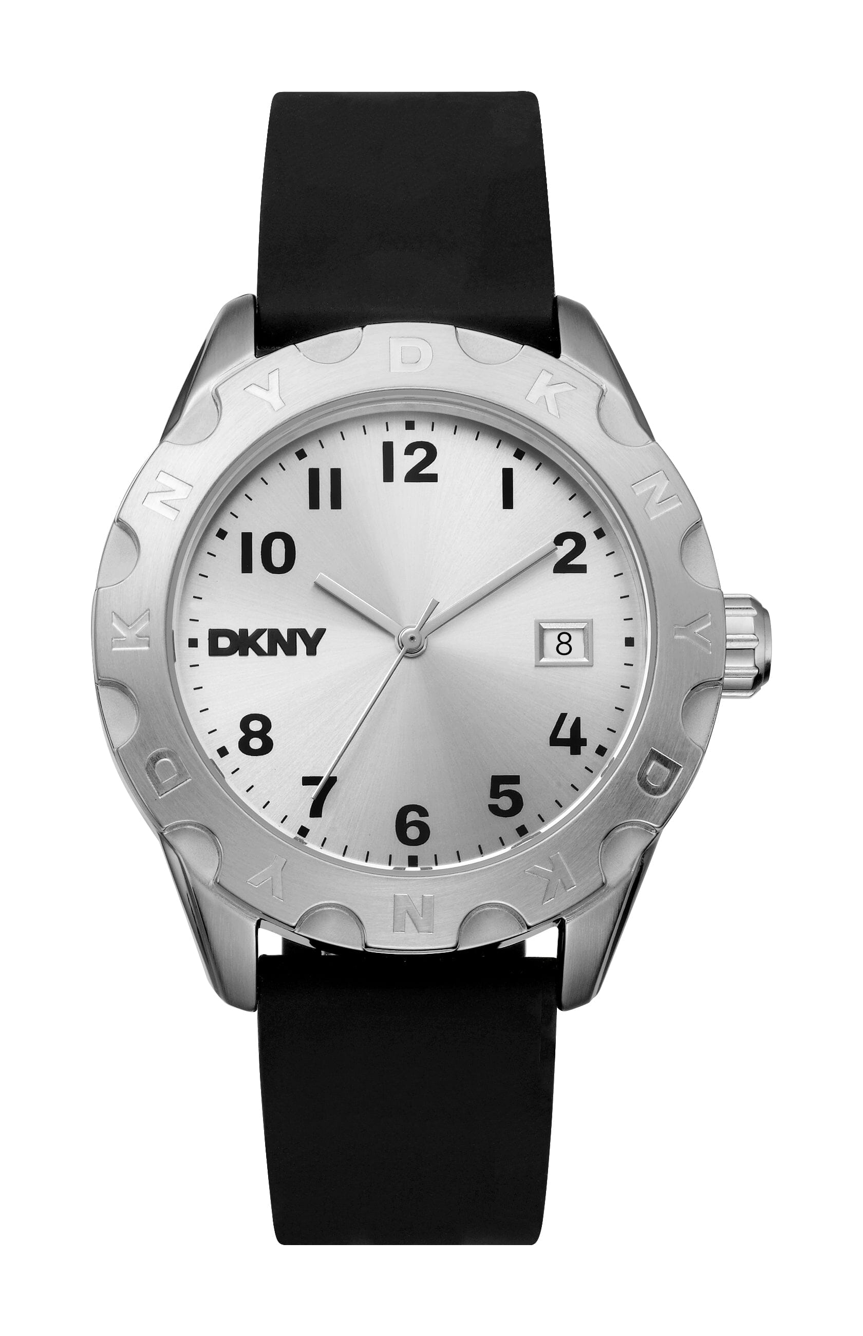DK1G046P0015 DKNY Men's Black Silicone Strap Silver Watch 42mm Watches DKNY 
