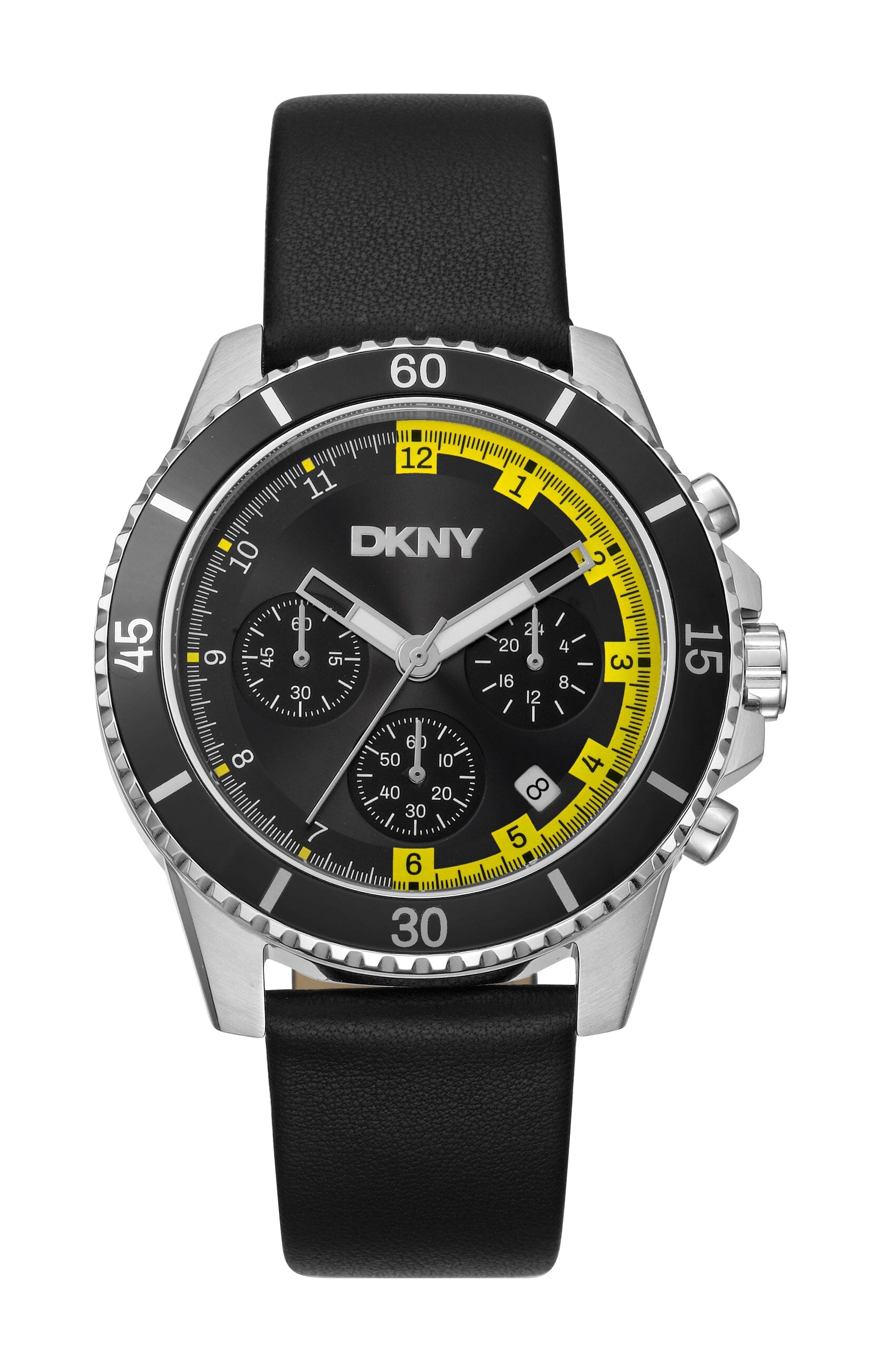 DK1G072L0015 DKNY Men's Black Dial Silver Chronograph Watch 42mm Watches DKNY 