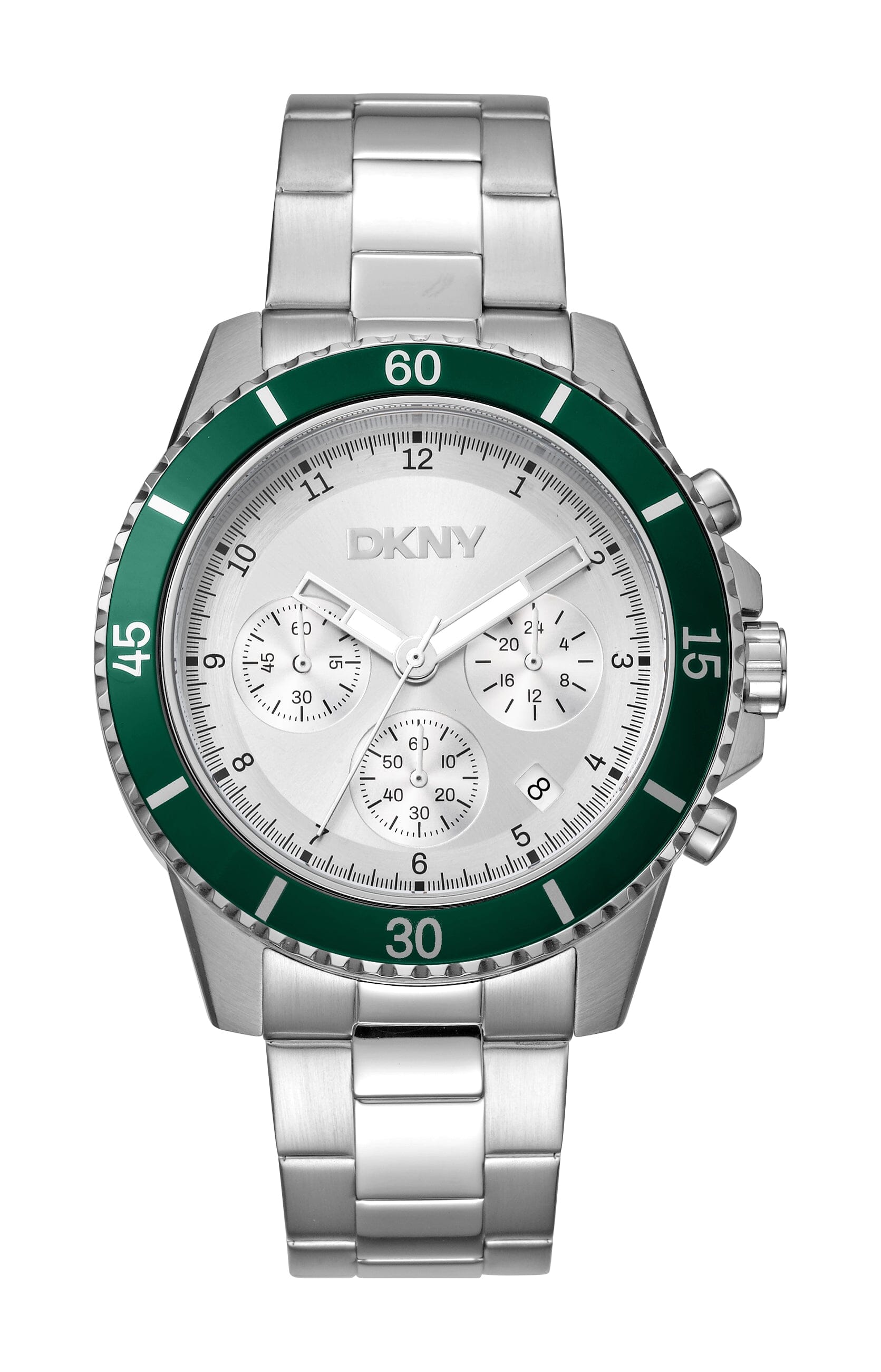 DK1G072M0045 DKNY Men's Silver Dial Chronograph Stainless Steel Watch 42mm Watches DKNY 