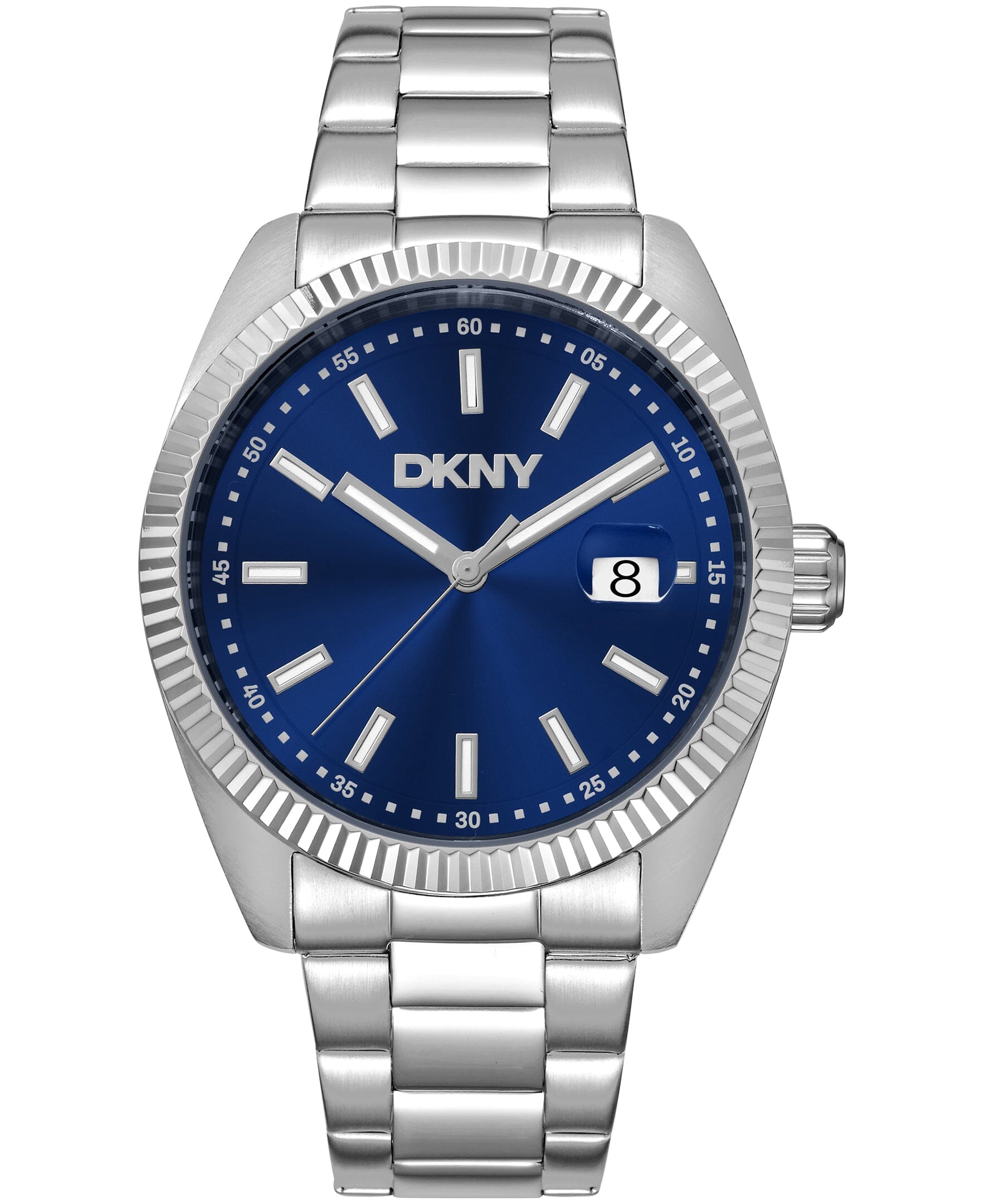 DK1G133M0015 DKNY Men's Date Fluted Bezel Stainless Steel Bracelet Watch 40mm Watches DKNY 