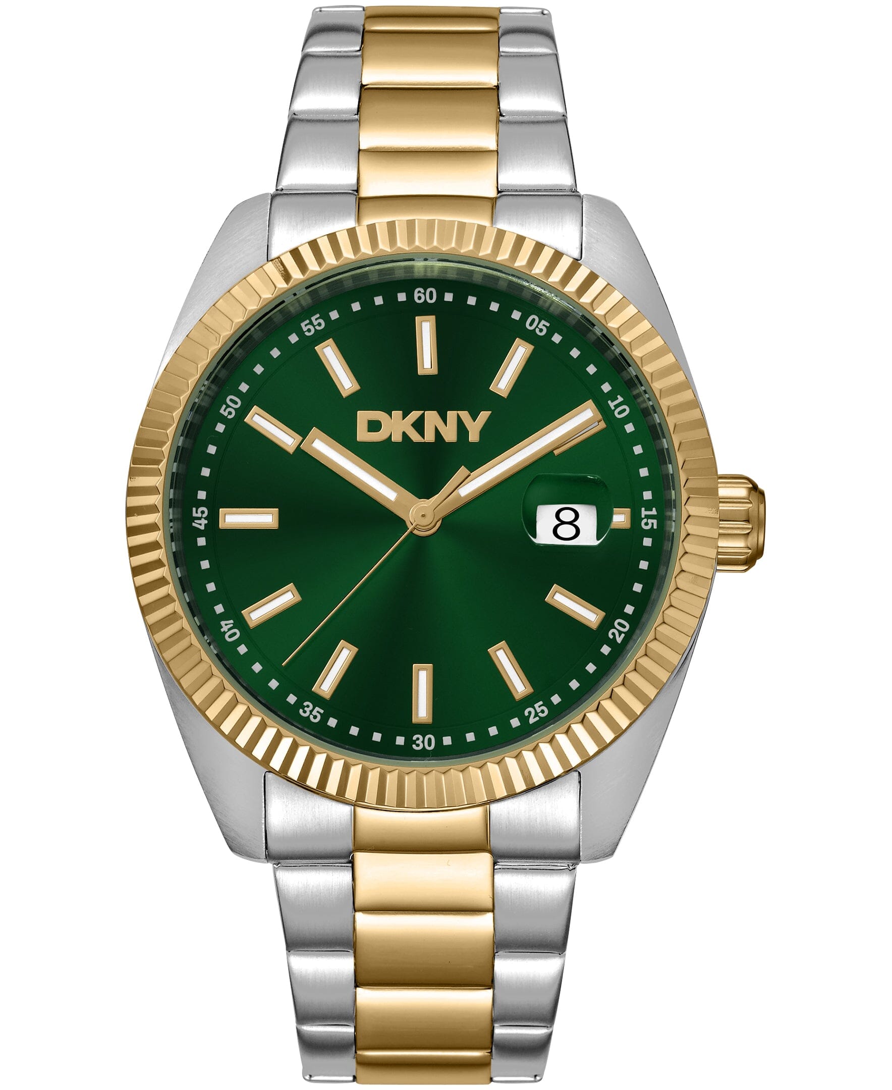 DK1G133M0055 DKNY Men's Date Fluted Bezel Two-Tone Stainless Steel Bracelet Watch 40mm Watches DKNY 