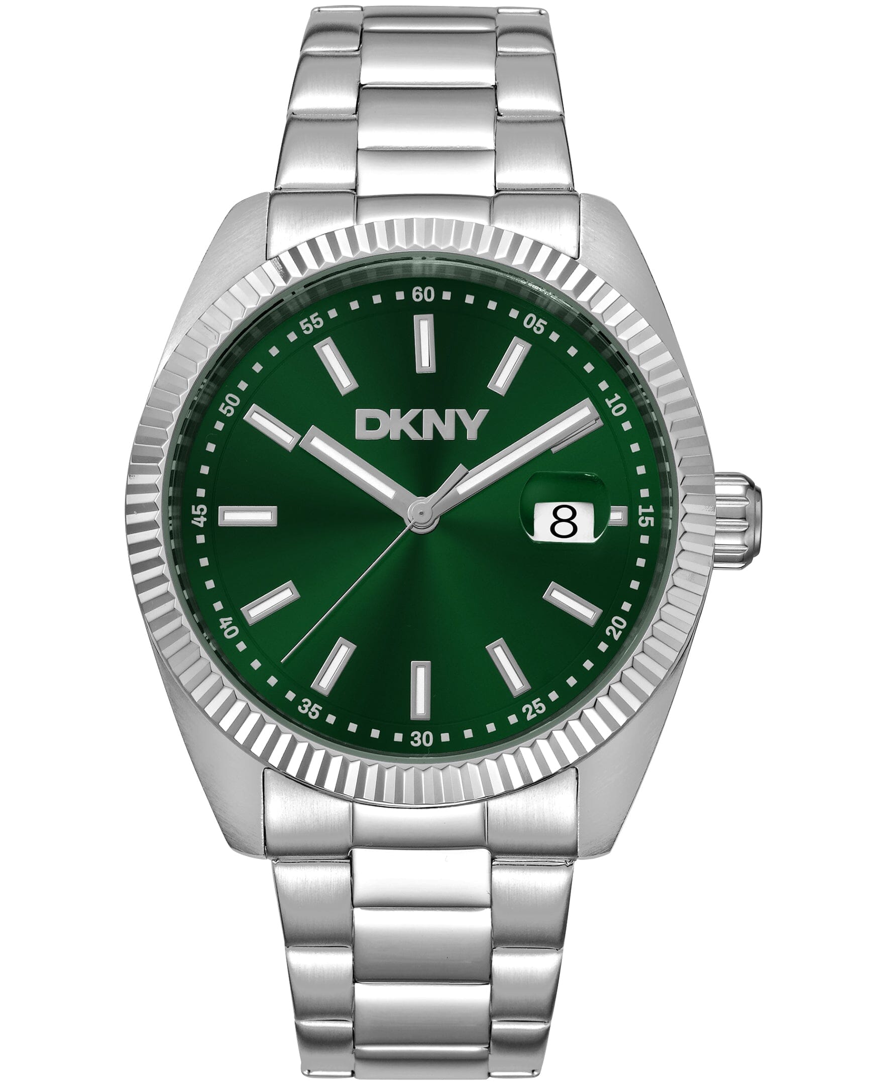 DK1G133M0065 DKNY Men's Date Fluted Bezel Stainless Steel Bracelet Watch 40mm Watches DKNY 