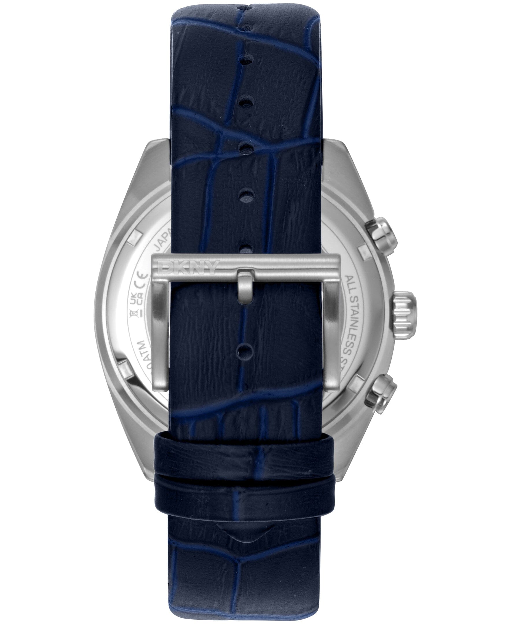 DK1G134L0025 DKNY Men's Fluted Bezel Chronograph Leather Strap Watch 42mm Watches DKNY 