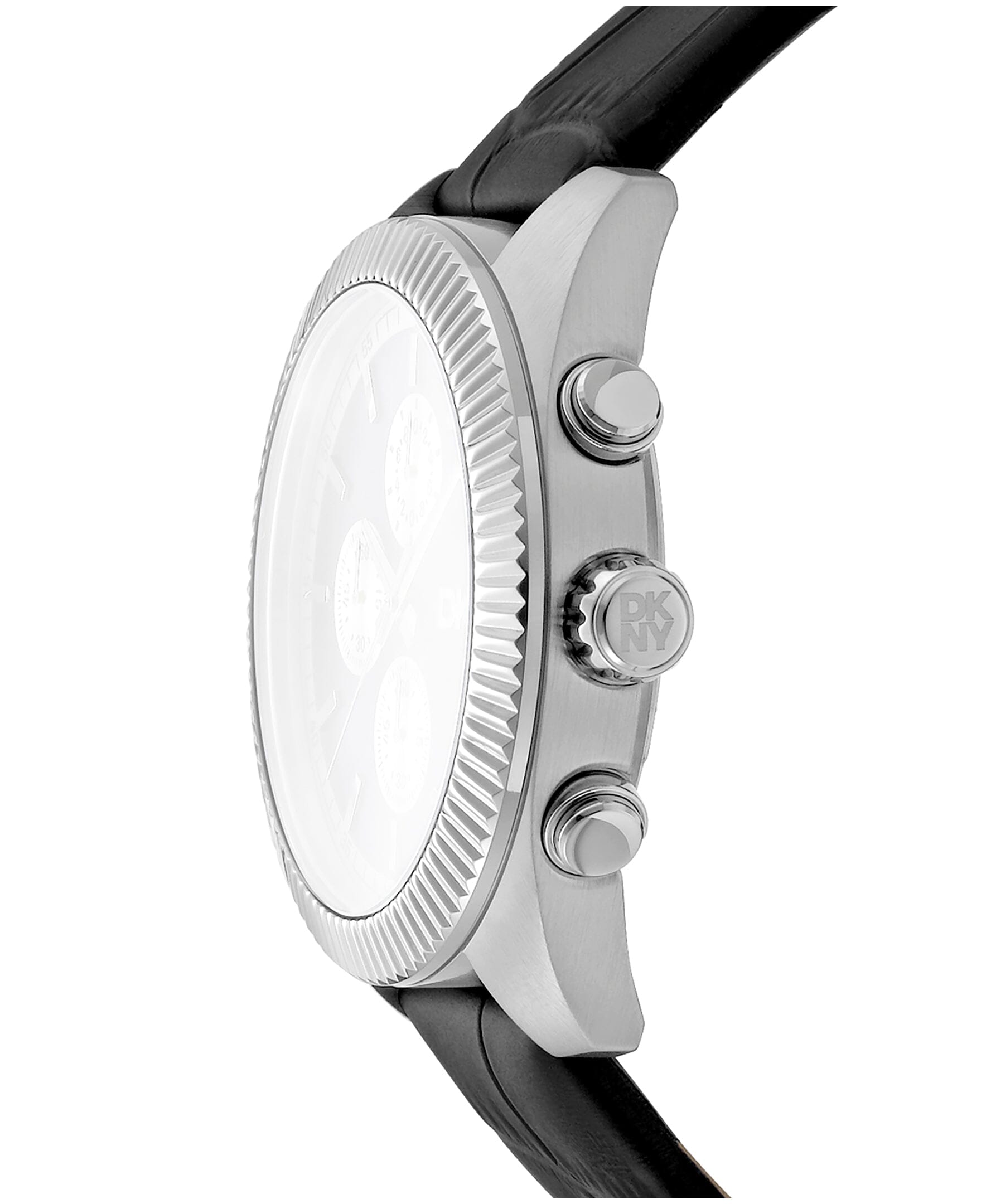 DK1G134L0035 DKNY Men's Fluted Bezel Chronograph Leather Strap Watch 42mm Watches DKNY 