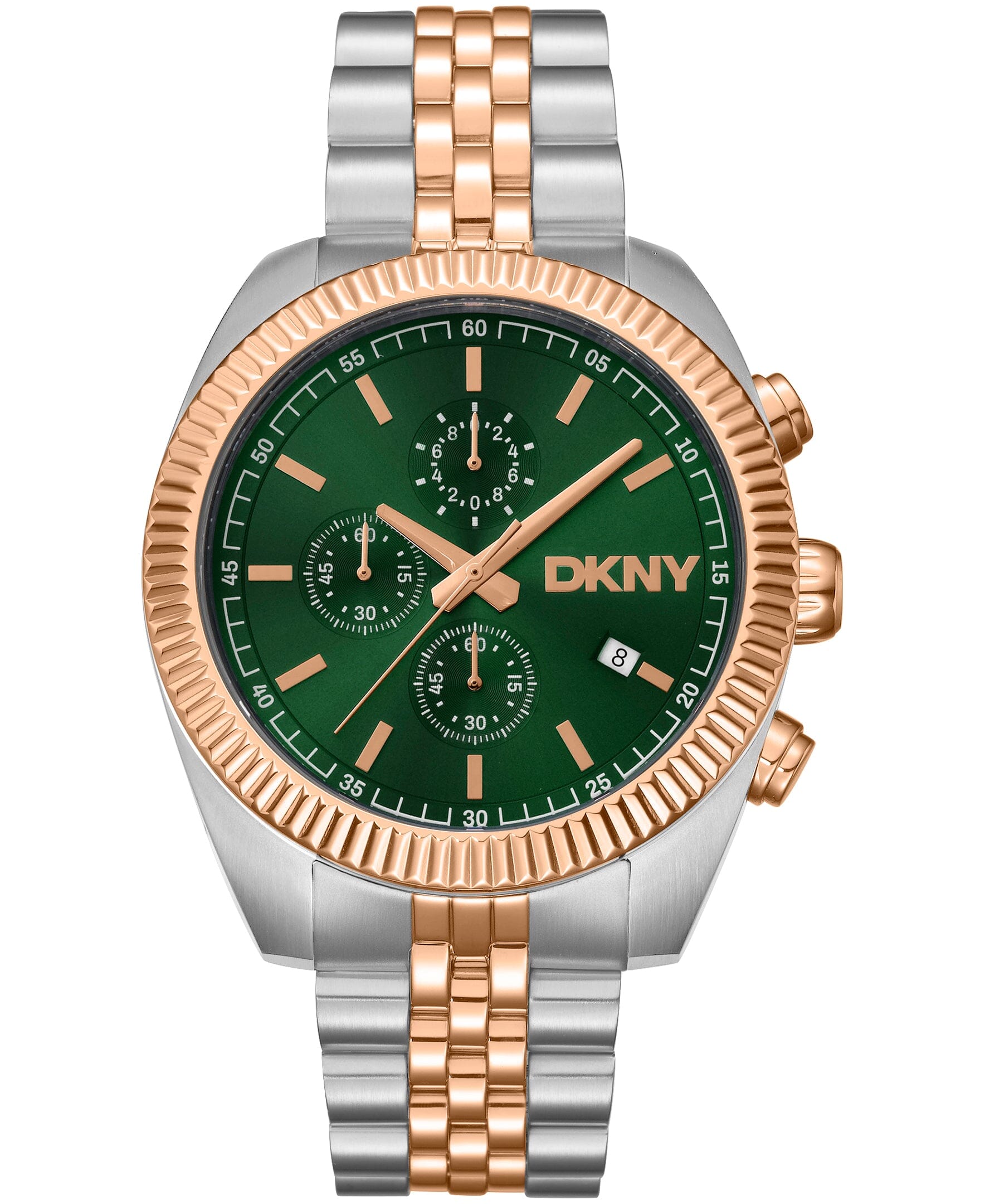 DK1G134M0075 DKNY Men's Fluted Bezel Chronograph Two-Tone Gold Stainless Steel Bracelet Watch 42mm Watches DKNY 