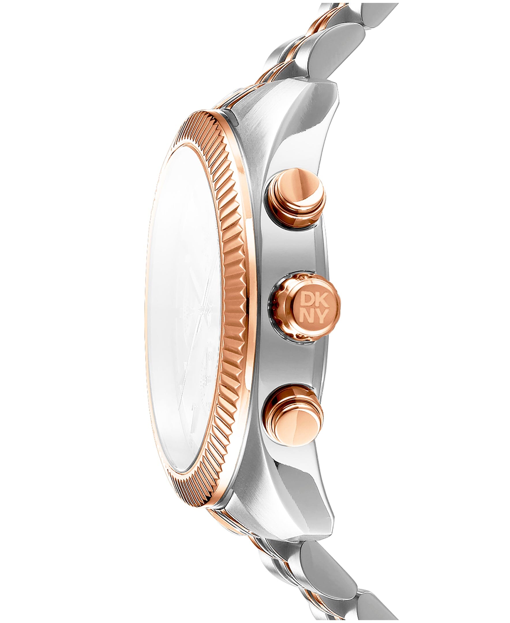 DK1G134M0075 DKNY Men's Fluted Bezel Chronograph Two-Tone Gold Stainless Steel Bracelet Watch 42mm Watches DKNY 