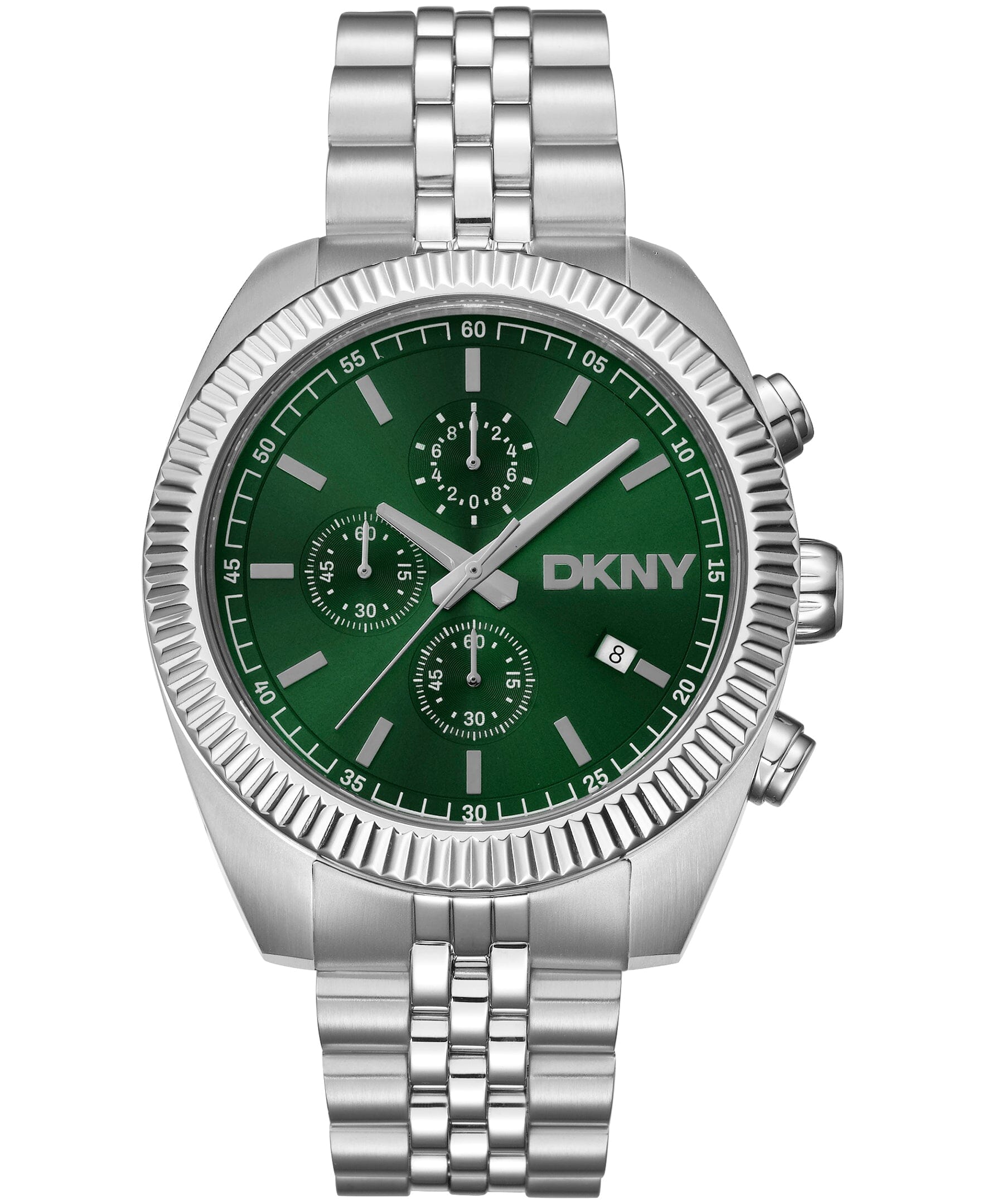 DK1G134M0085 DKNY Men's Fluted Bezel Chronograph Stainless Steel Bracelet Watch 42mm Watches DKNY 
