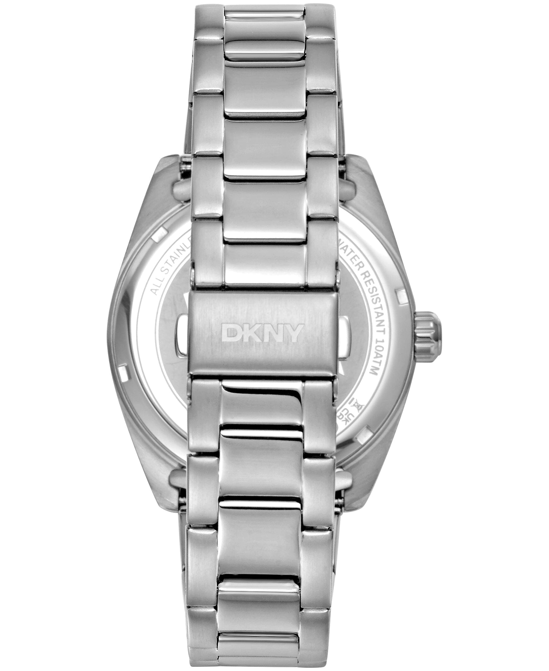 DK1G141M0015 DKNY Men's Day Date Fluted Bezel Stainless Steel Bracelet Watch 41mm Watches DKNY 
