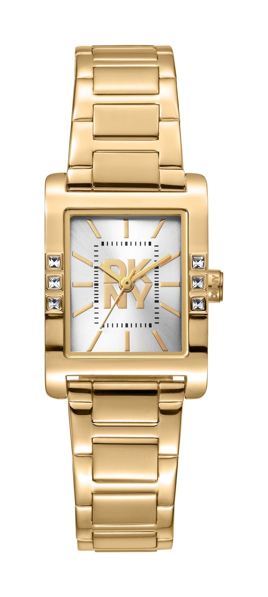 DK1L008M0065 DKNY Logo Silver Dial Stainless Steel Gold Women's Watch 22 x 29.5mm Watches DKNY 