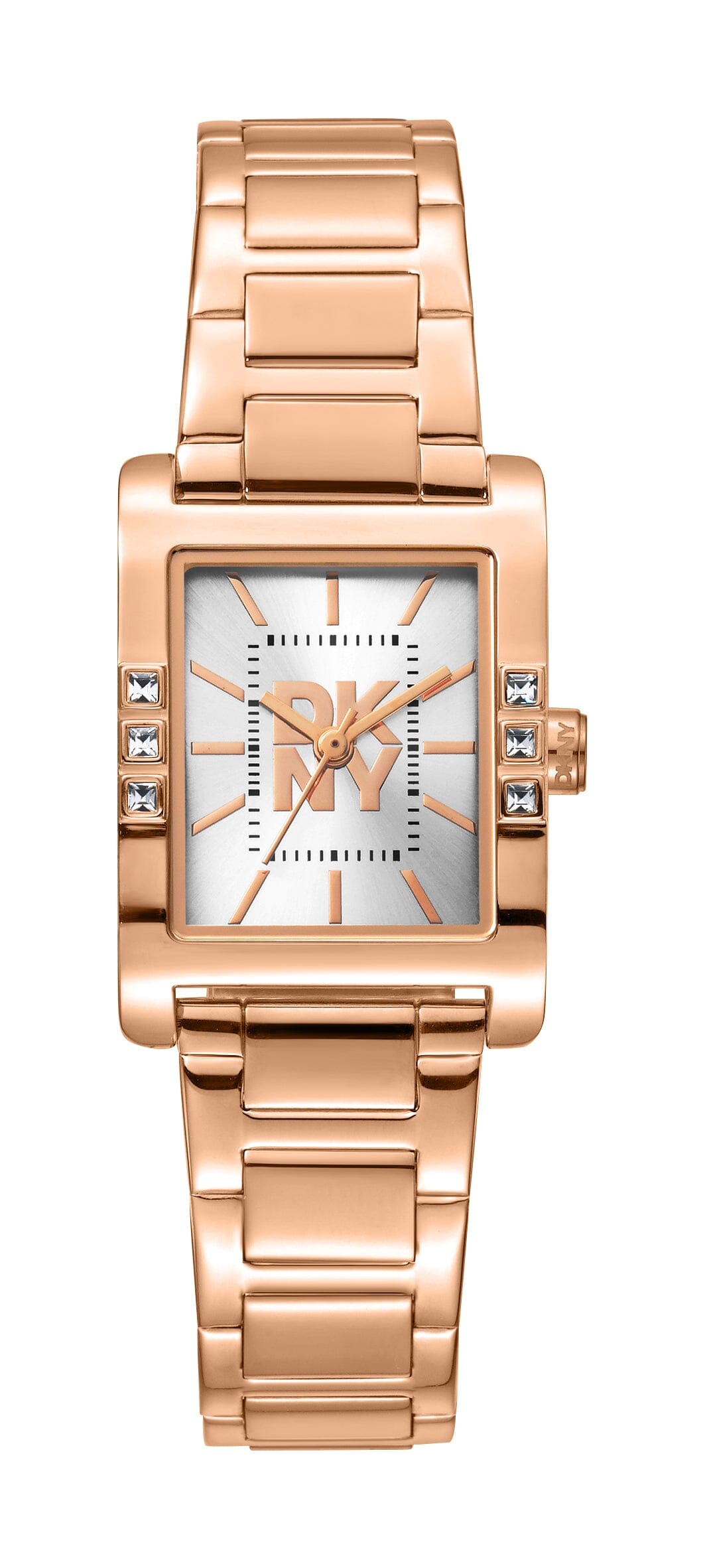 DK1L008M0075 DKNY Logo Silver Dial Stainless Steel Rose Gold Women's Watch 22 x 29.5mm Watches DKNY 