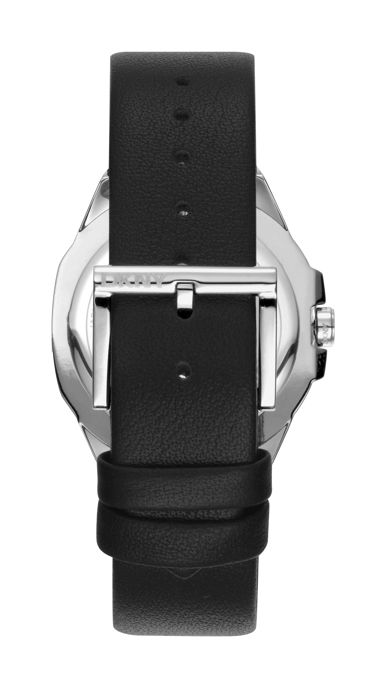 DK1L011L0015 DKNY Evening Silver Dial Black Leather Strap Women's Watch 36mm Watches DKNY 