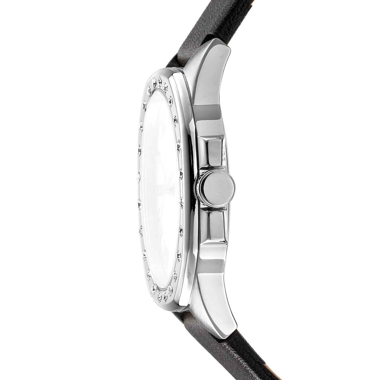 DK1L011L0015 DKNY Evening Silver Dial Black Leather Strap Women's Watch 36mm Watches DKNY 