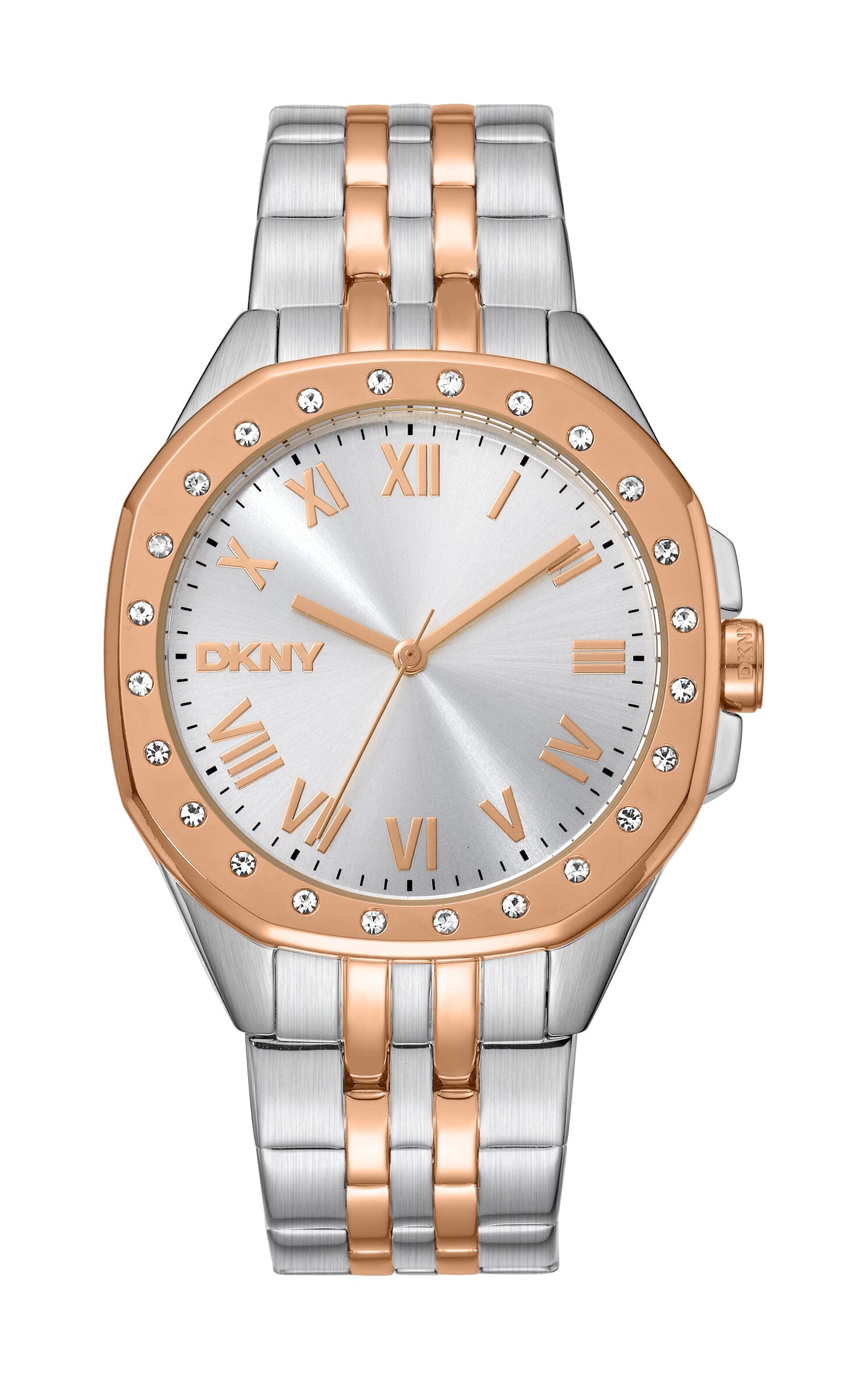 DK1L011M0085 DKNY Evening Silver Dial Two Tone Silver & Rose Gold Women's Watch 36mm Watches DKNY 