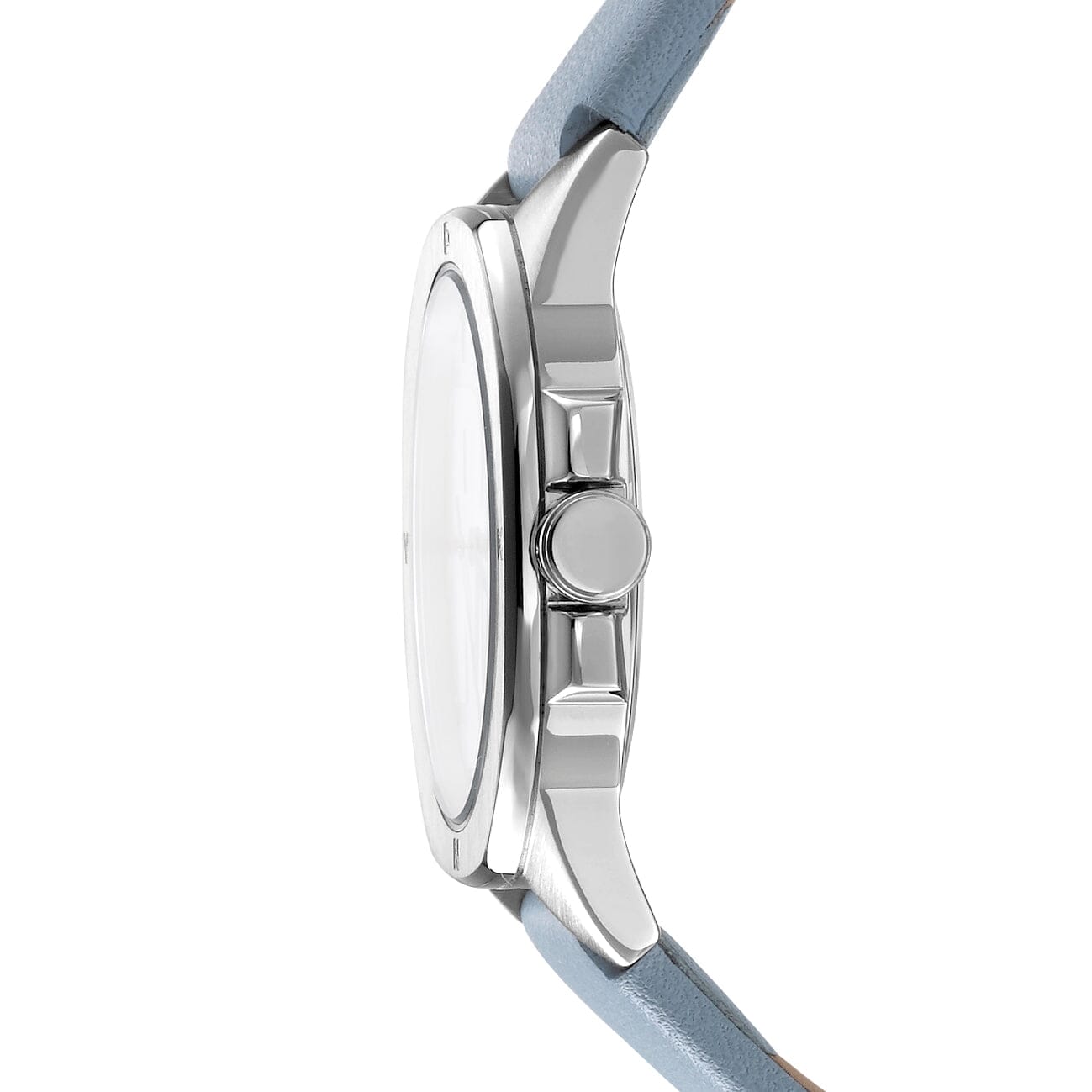 DK1L012L0015 DKNY Logo Silver Dial Light Blue Leather Strap Silver Women's Watch 34mm Watches DKNY 