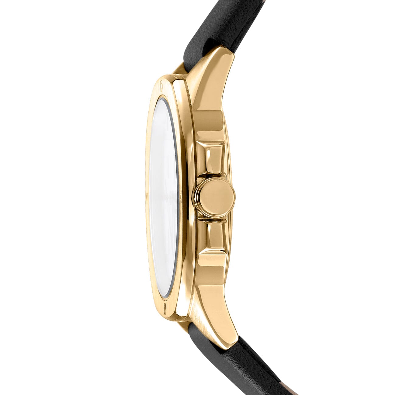 DK1L012L0025 DKNY Logo Silver Dial Black Leather Strap Gold Women's Watch 34mm Watches DKNY 