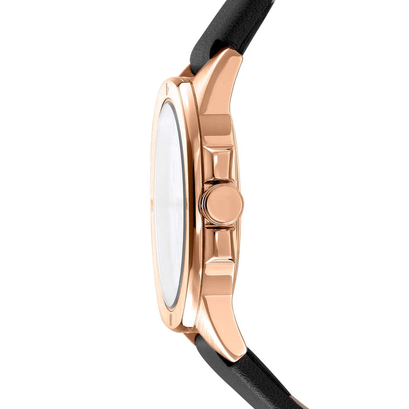 DK1L012L0035 DKNY Logo Silver Dial Black Leather Strap Rose Gold Women's Watch 34mm Watches DKNY 