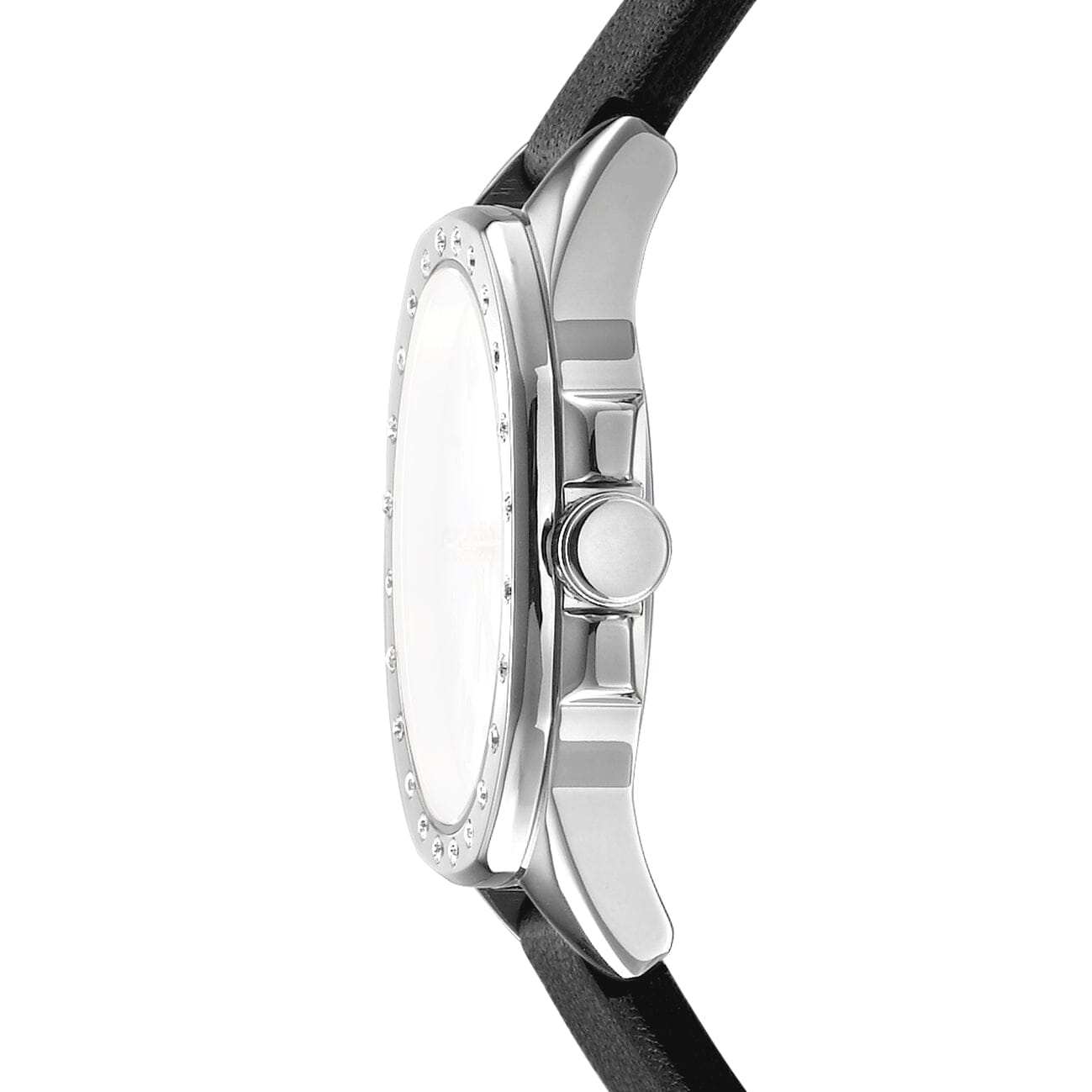 DK1L013L0015 DKNY Evening Silver Dial Black Leather Strap Women's Watch 30mm Watches DKNY 