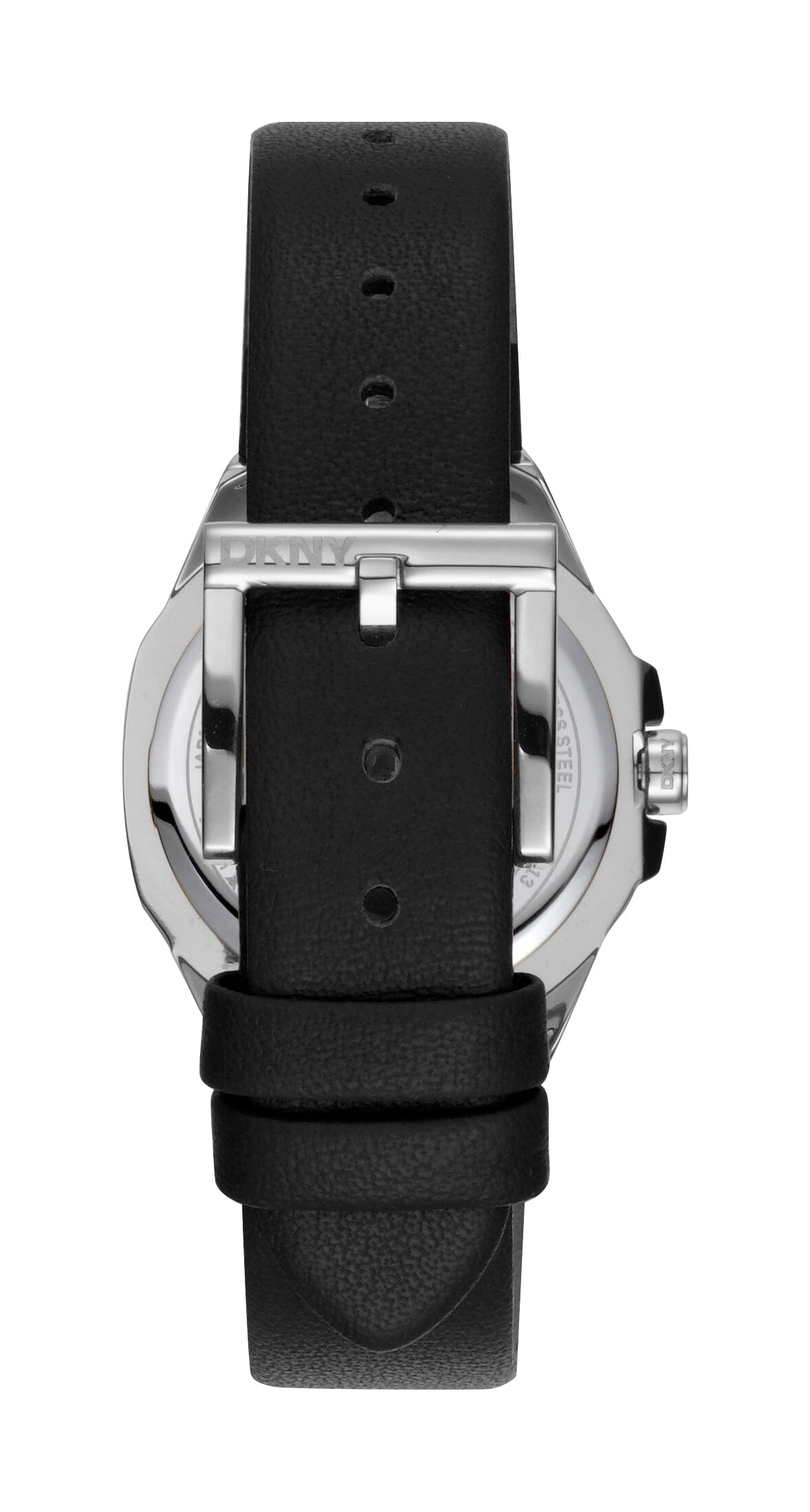 DK1L013L0015 DKNY Evening Silver Dial Black Leather Strap Women's Watch 30mm Watches DKNY 