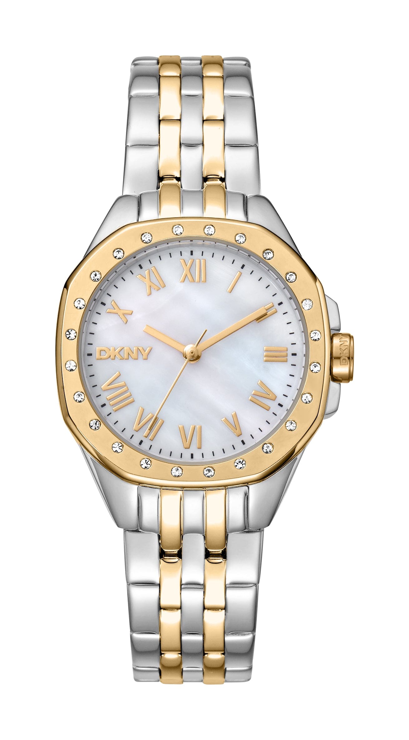 DK1L013M0085 DKNY Evening White MOP Dial Two Tone Silver & Gold Women's Watch 30mm Watches DKNY 
