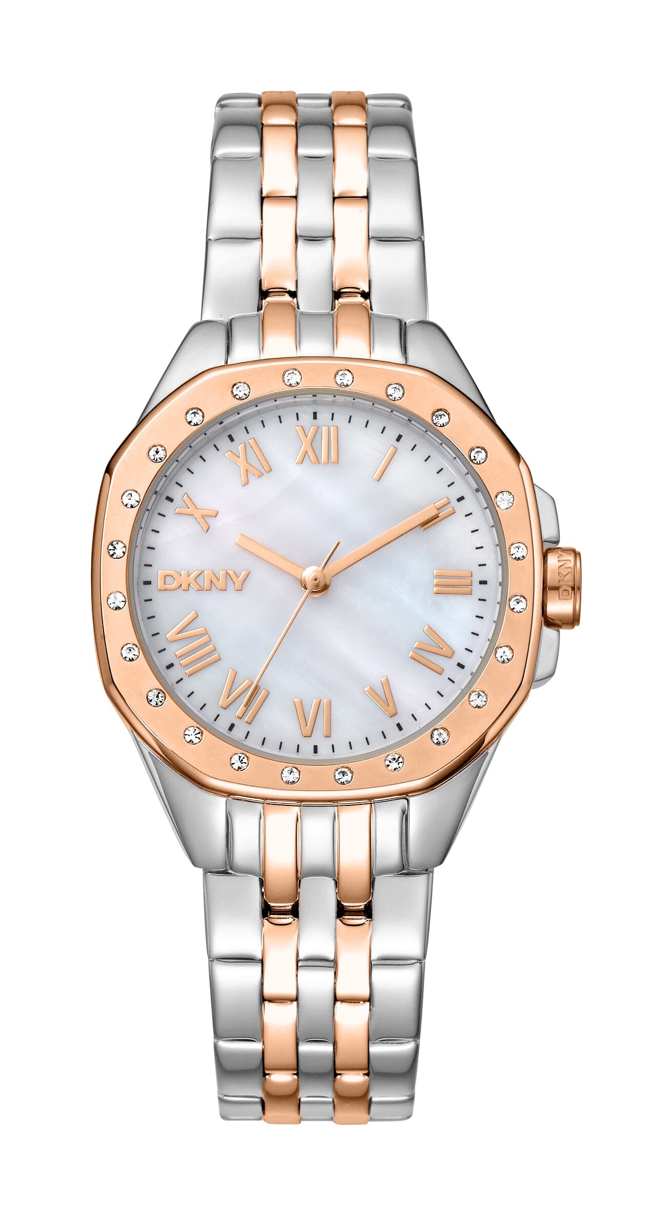 DK1L013M0105 DKNY Evening White MOP Dial Two Tone Silver & Rose Gold Women's Watch 30mm Watches DKNY 