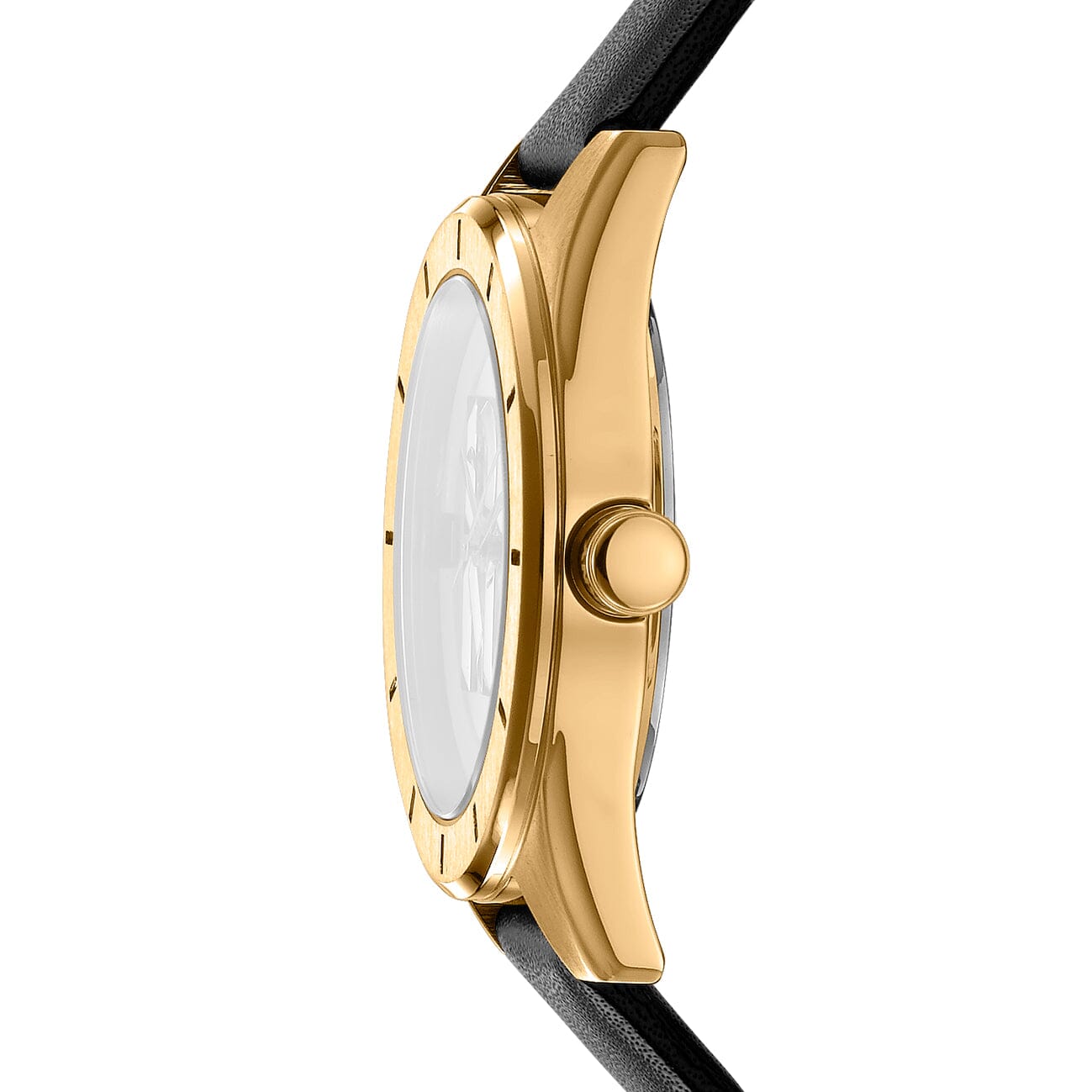 DK1L016L0025 DKNY Logo Black Dial Leather Strap Gold Women's Watch 34mm Watches DKNY 