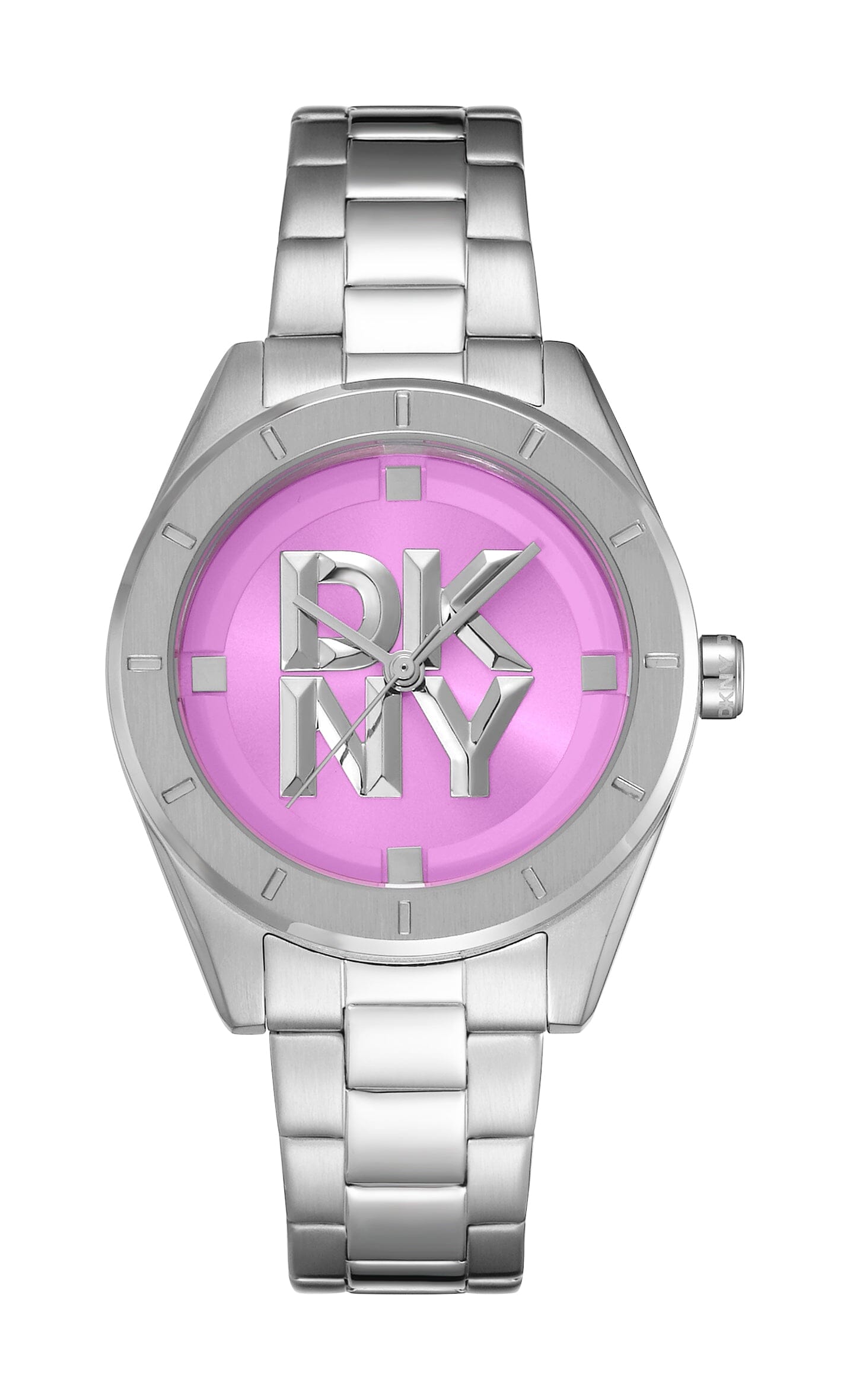 DK1L016M0055 DKNY Logo Pink Dial Stainless Steel Women's Watch 34mm Watches DKNY 