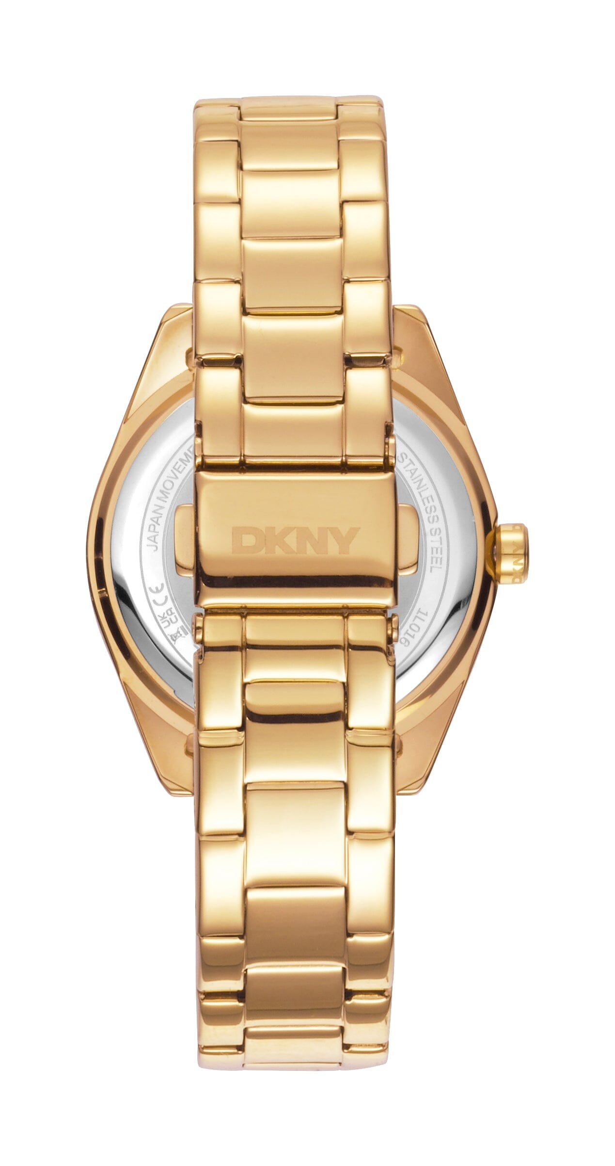 DK1L016M0065 DKNY Logo Silver White Dial Stainless Steel Gold Women's Watch 34mm Watches DKNY 